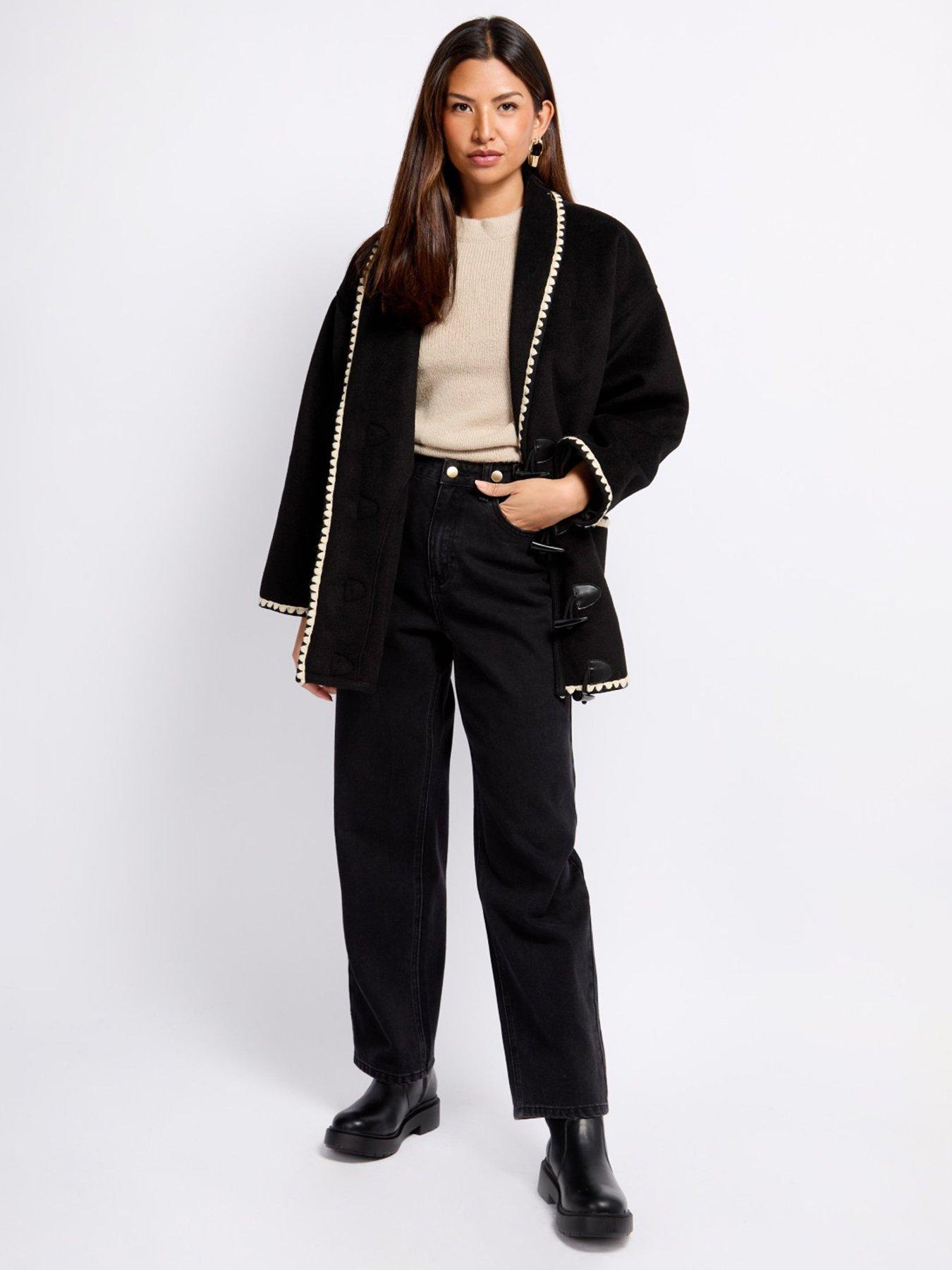 Little Mistress Contrast Stitch Trim Jacket- Black