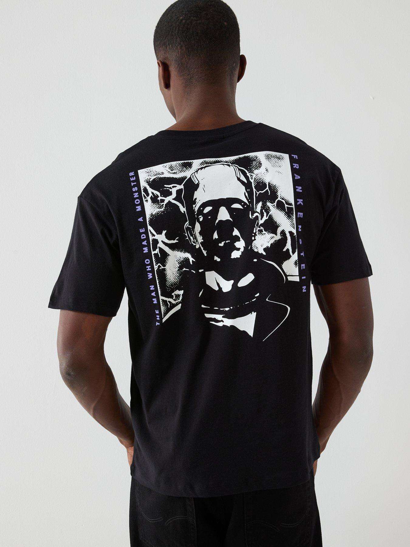  image of jack-jones-frankenstein-short-sleeve-crew-neck-t-shirt-black