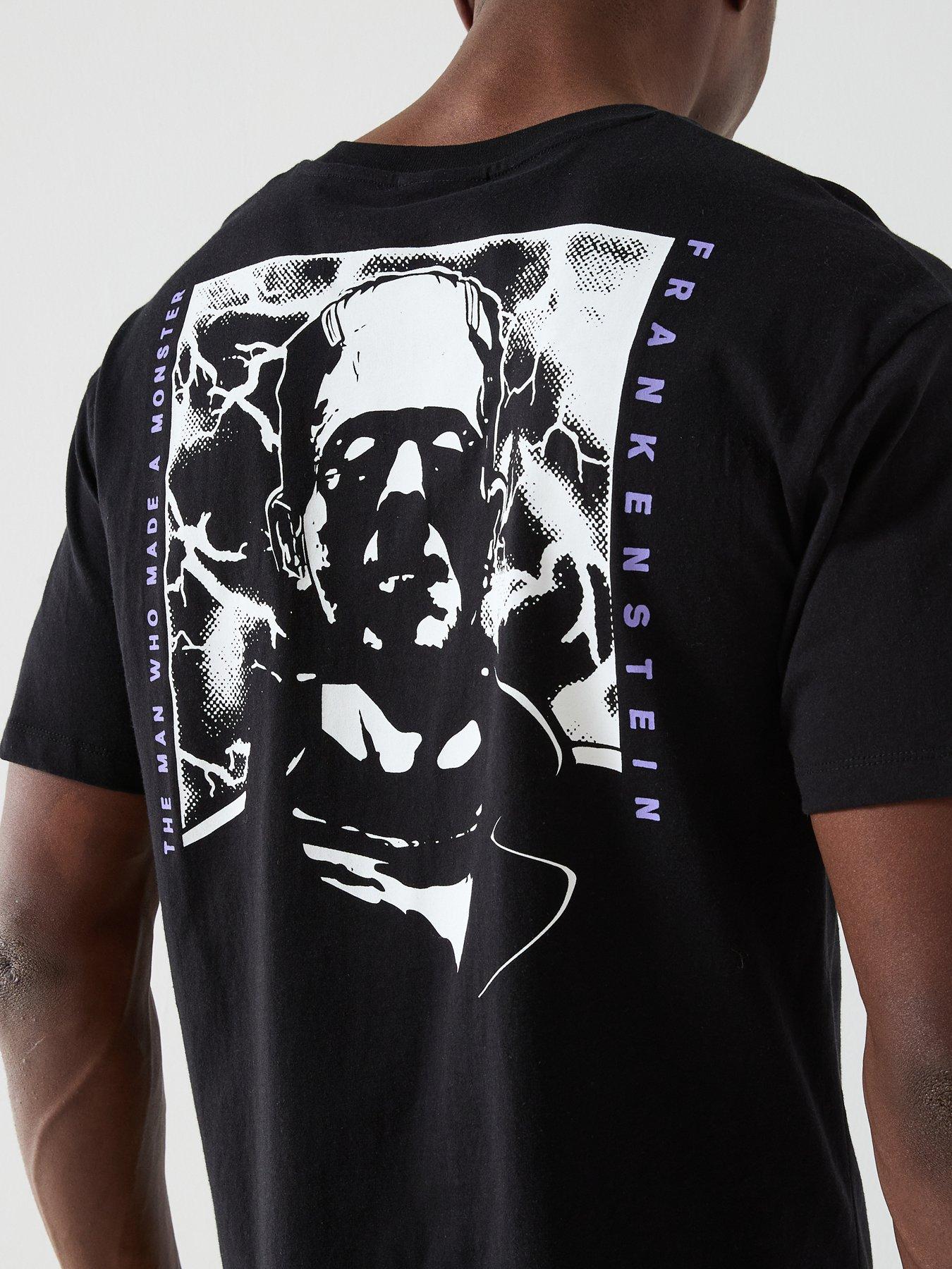  image of jack-jones-frankenstein-short-sleeve-crew-neck-t-shirt-black