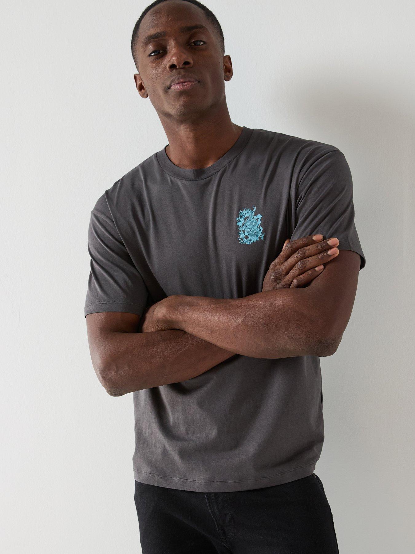  image of jack-jones-china-town-short-sleeve-crew-neck-t-shirt-grey