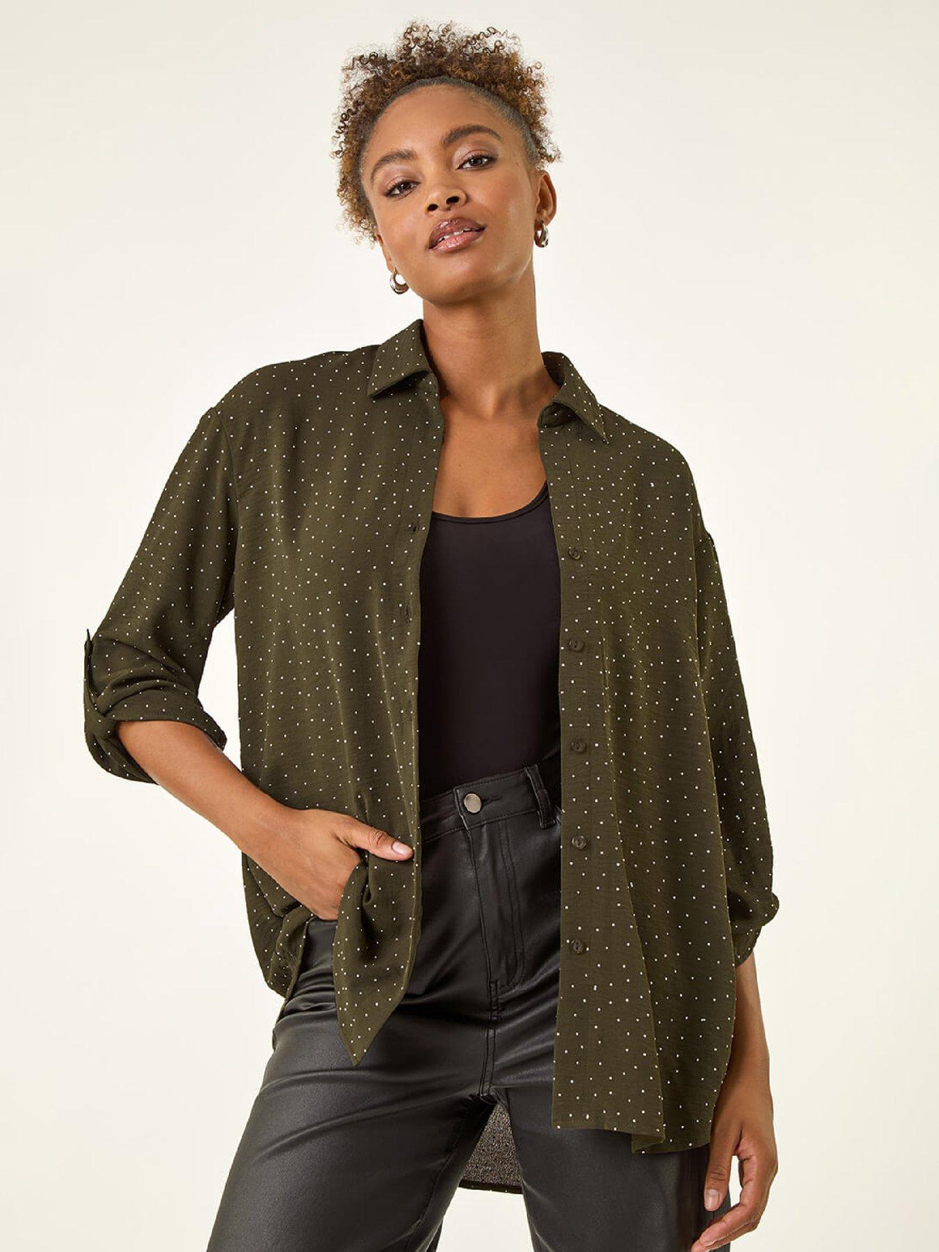 Roman Hotfix Button Through Shirt - Khaki