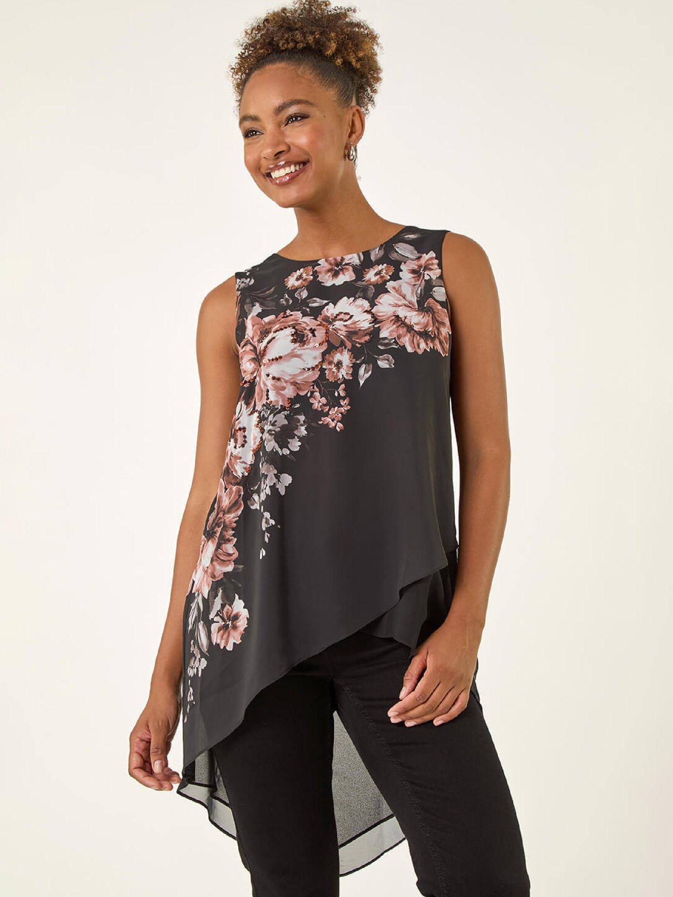  image of roman-floral-wrap-embellished-top-ivory