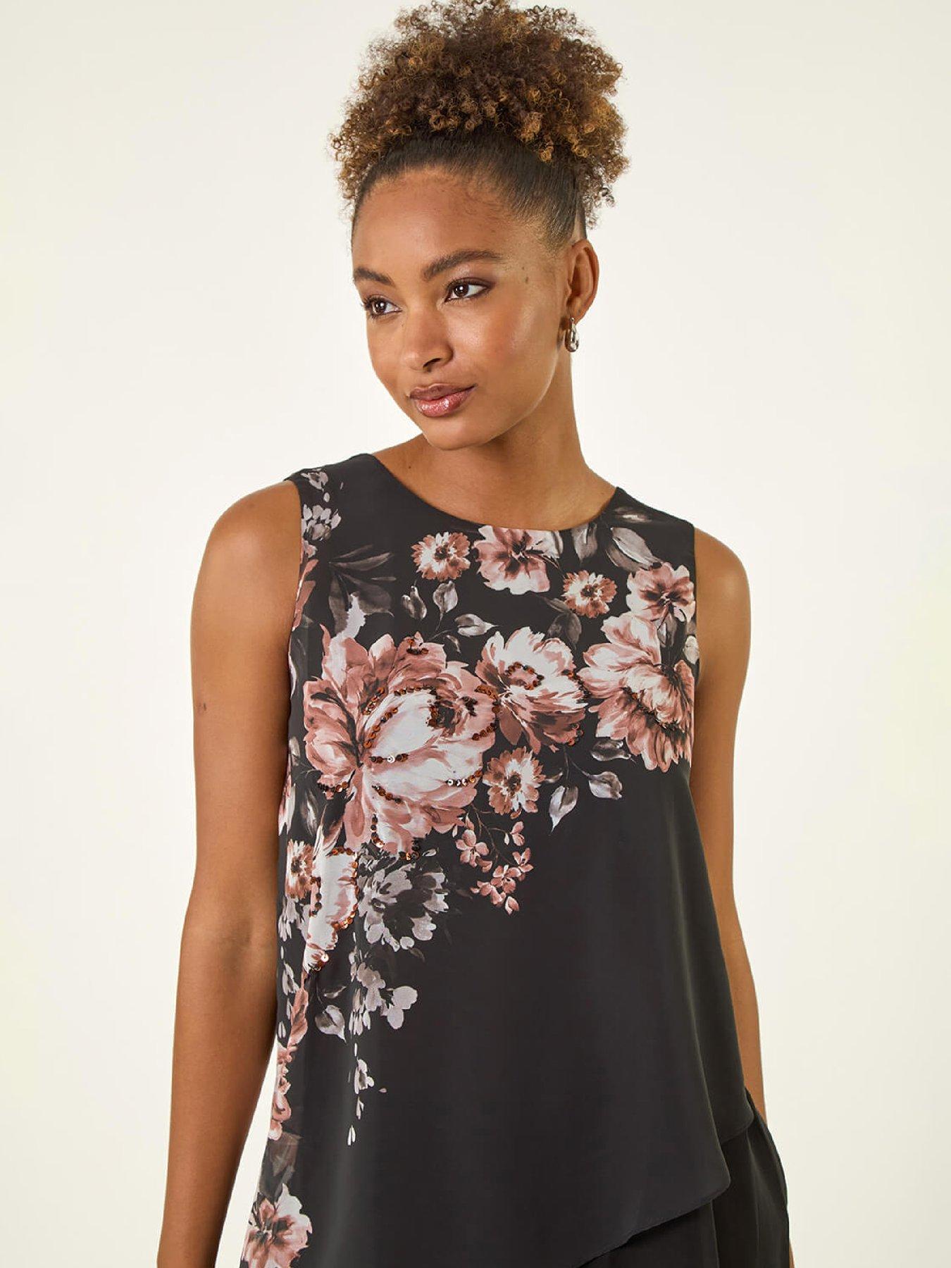  image of roman-floral-wrap-embellished-top-ivory