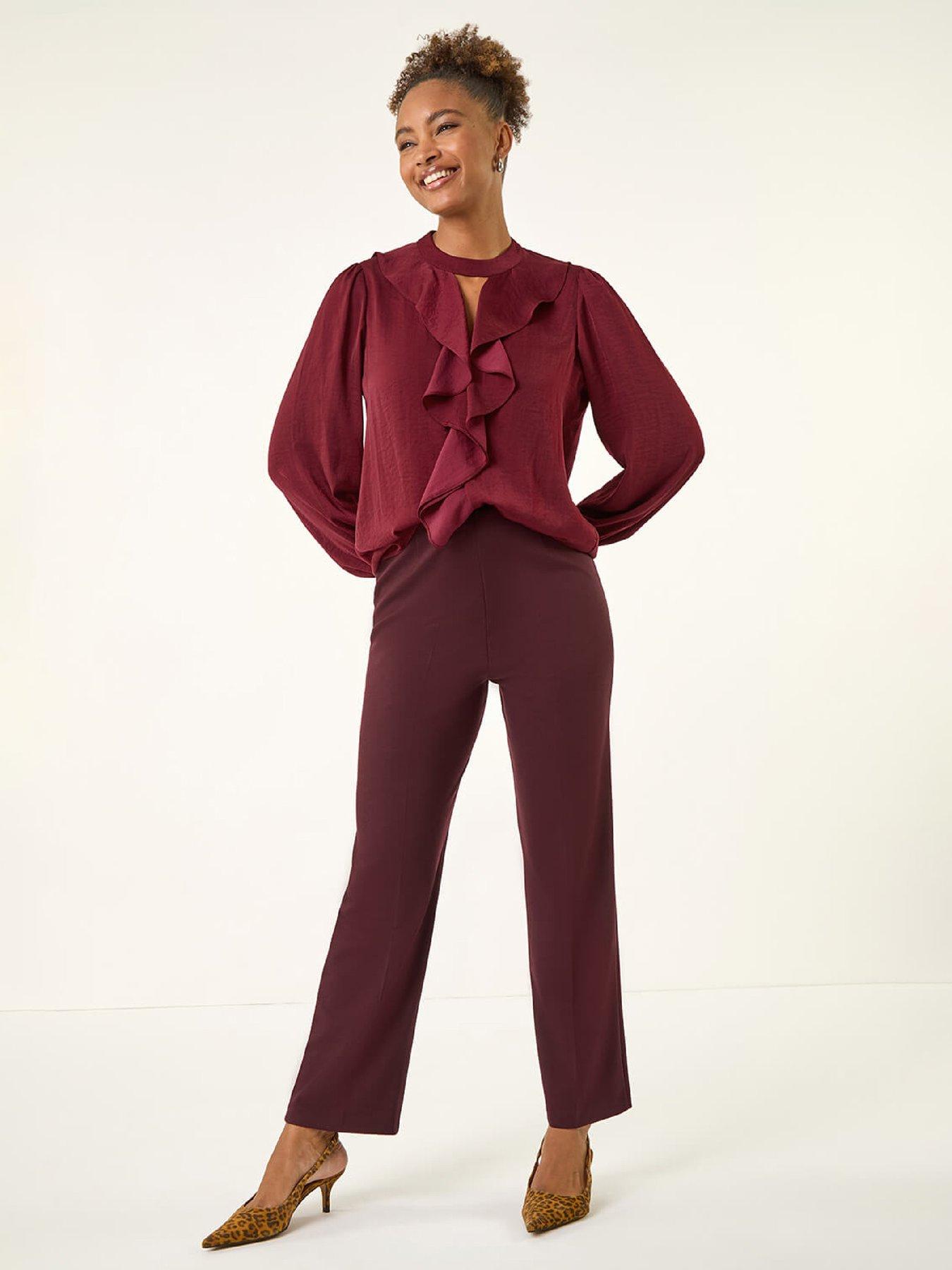 Image 3 of 5 of Roman Straight Leg Ponte Trouser - Wine