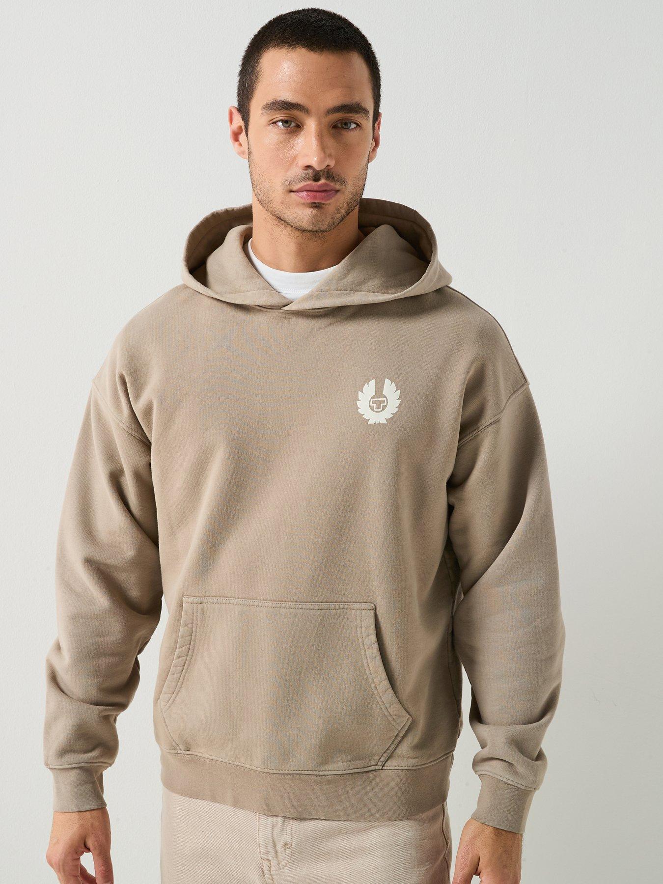 Belstaff Competition Large Back Arch Logo Hoodie - Dark Beige