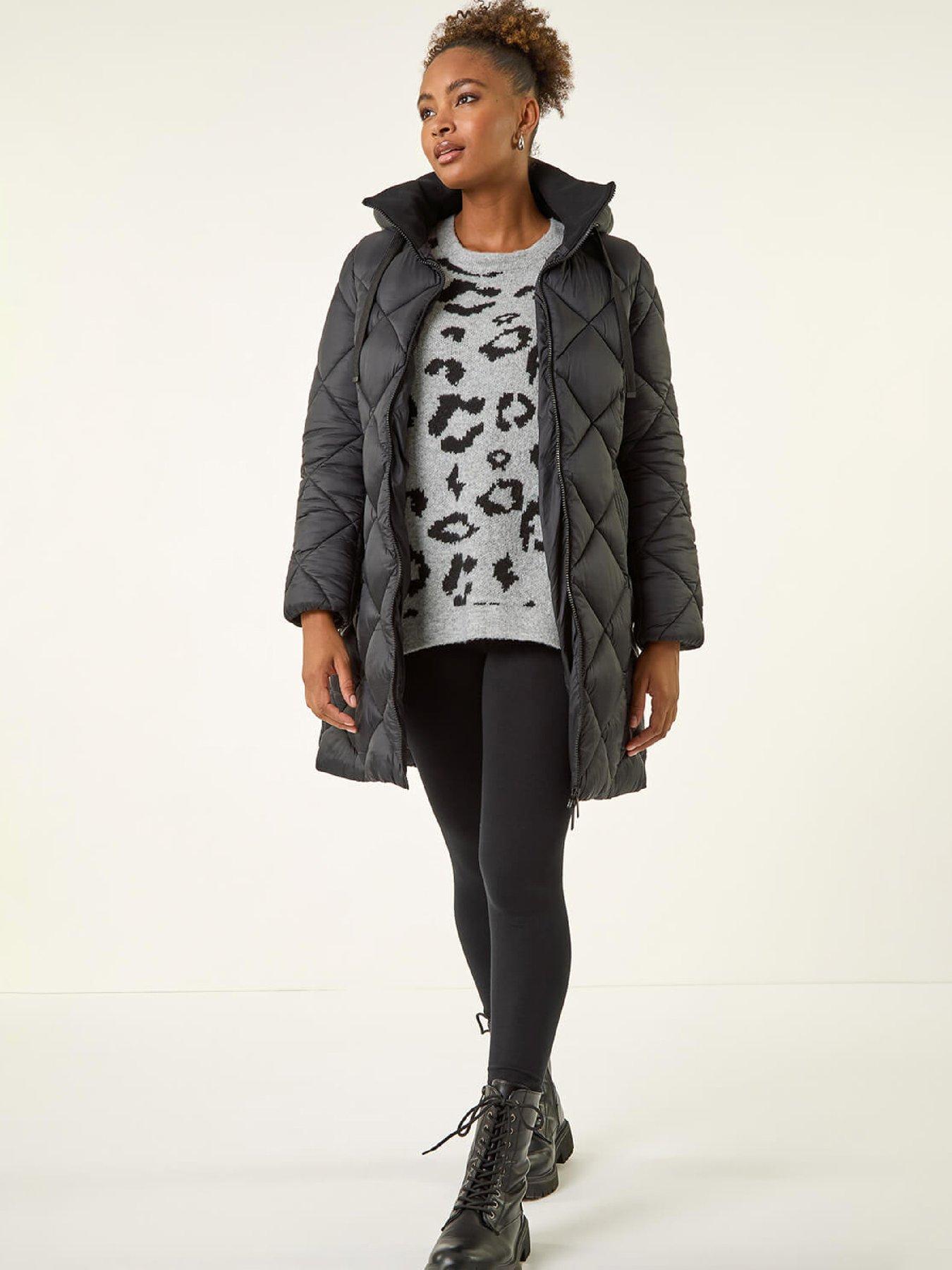  image of roman-diamond-quilt-padded-coat-black