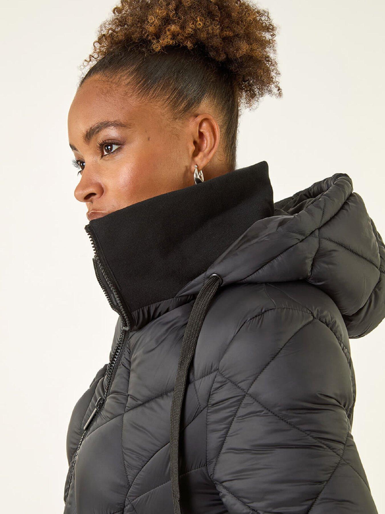  image of roman-diamond-quilt-padded-coat-black