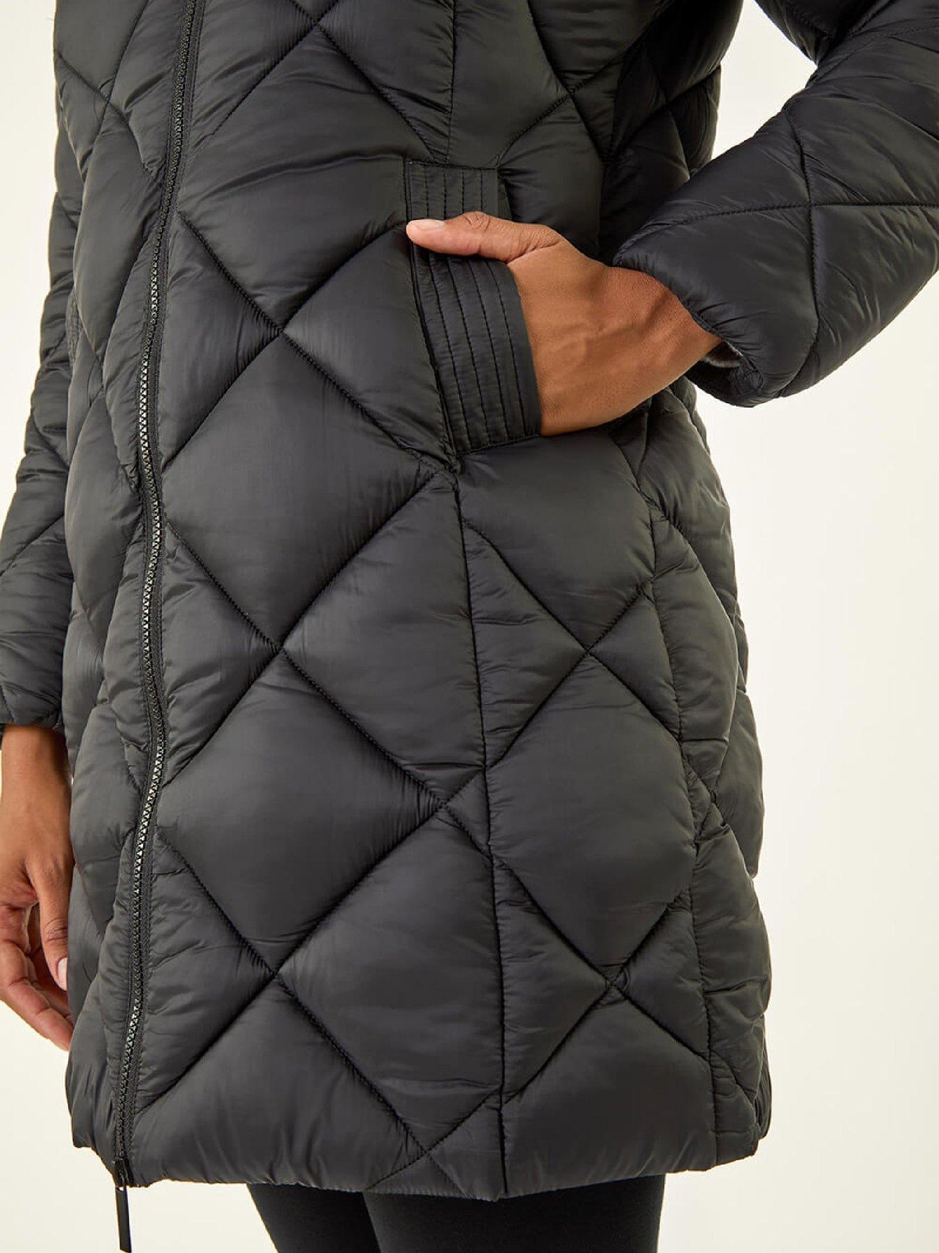  image of roman-diamond-quilt-padded-coat-black
