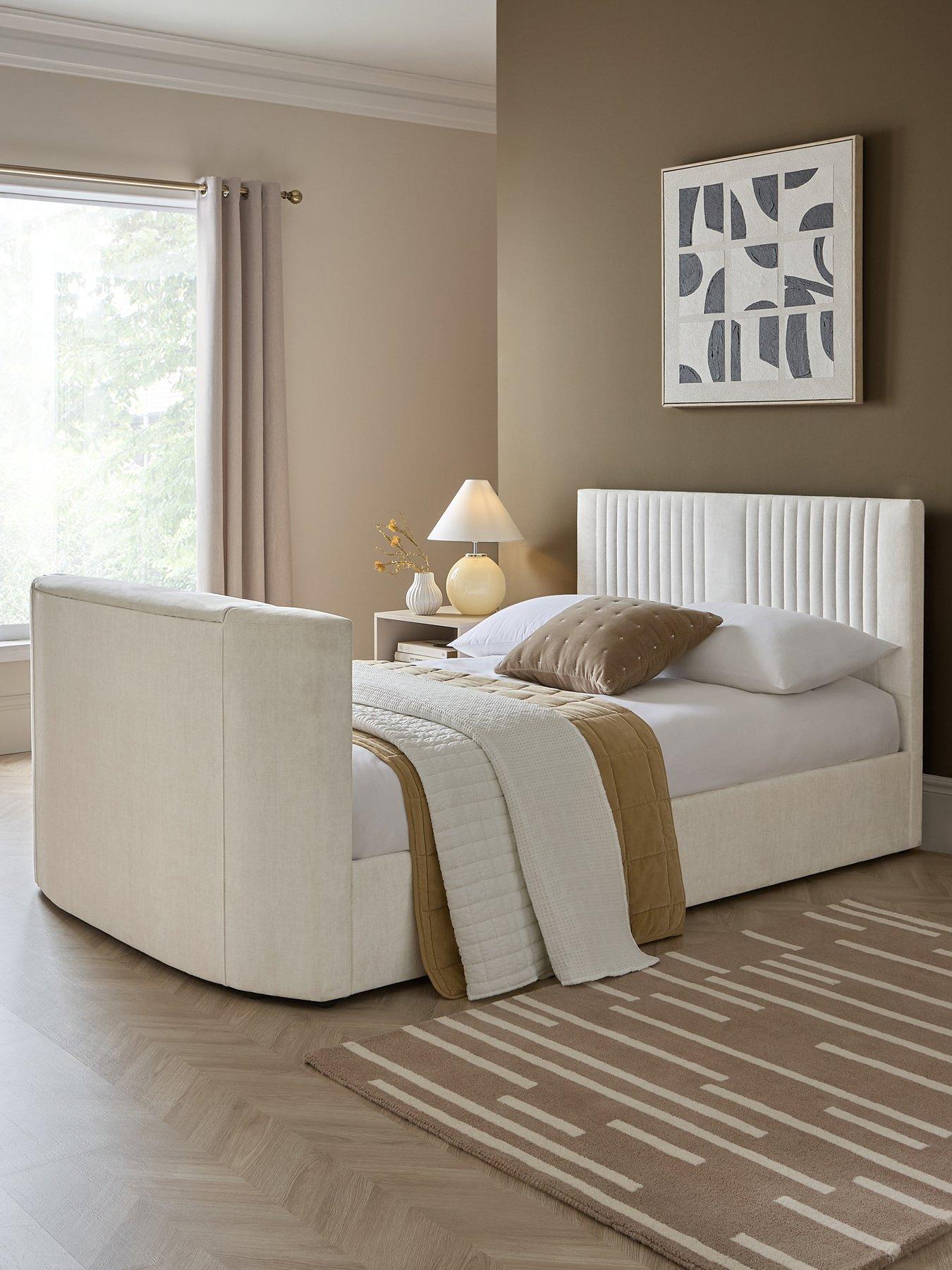 Image 1 of 7 of The Very Collection Prent TV Bed with Voice Control and Mattress Options (Buy &amp; SAVE!) - Ivory