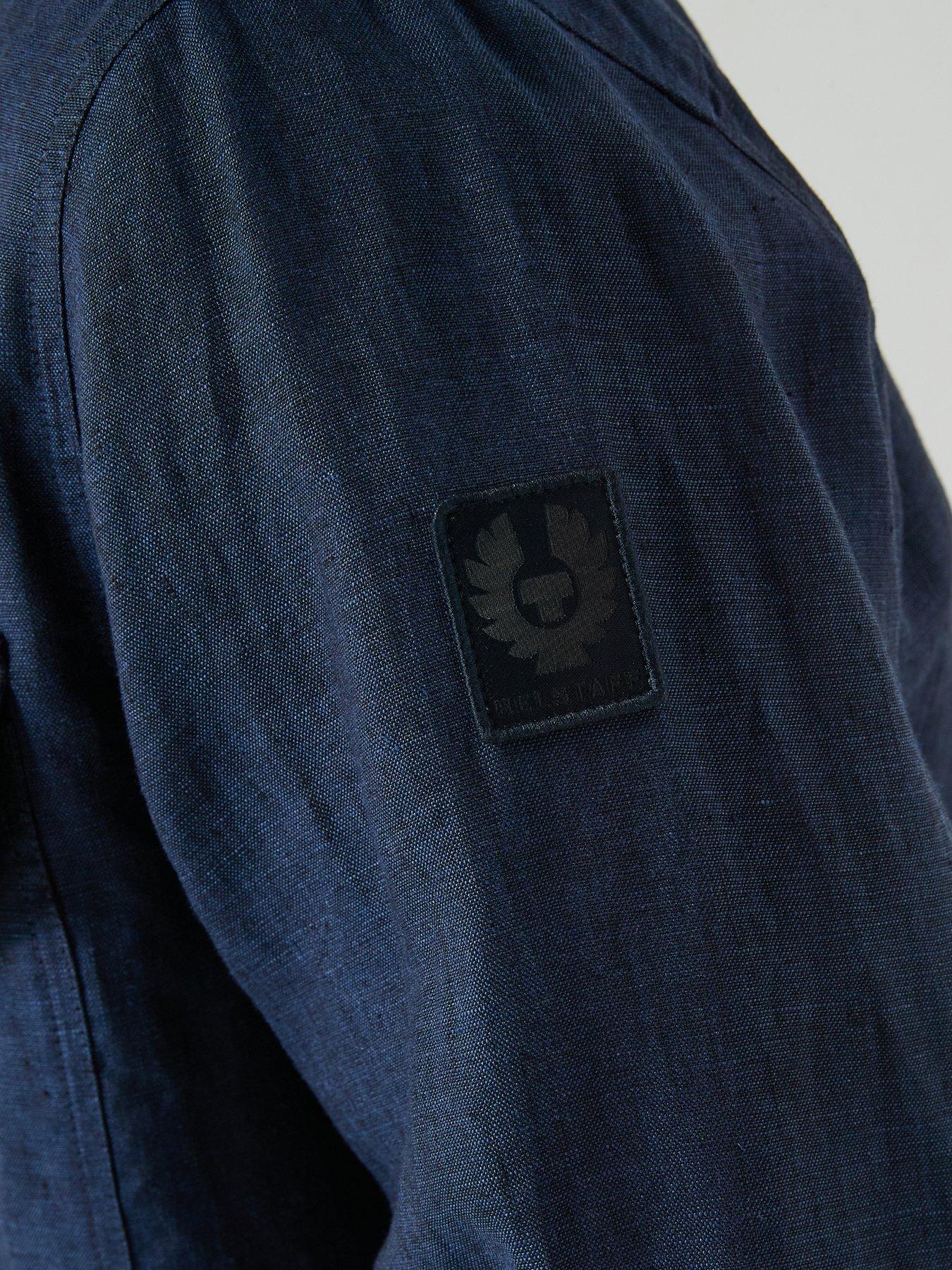  image of belstaff-forge-4-pocket-linen-overshirt-navy