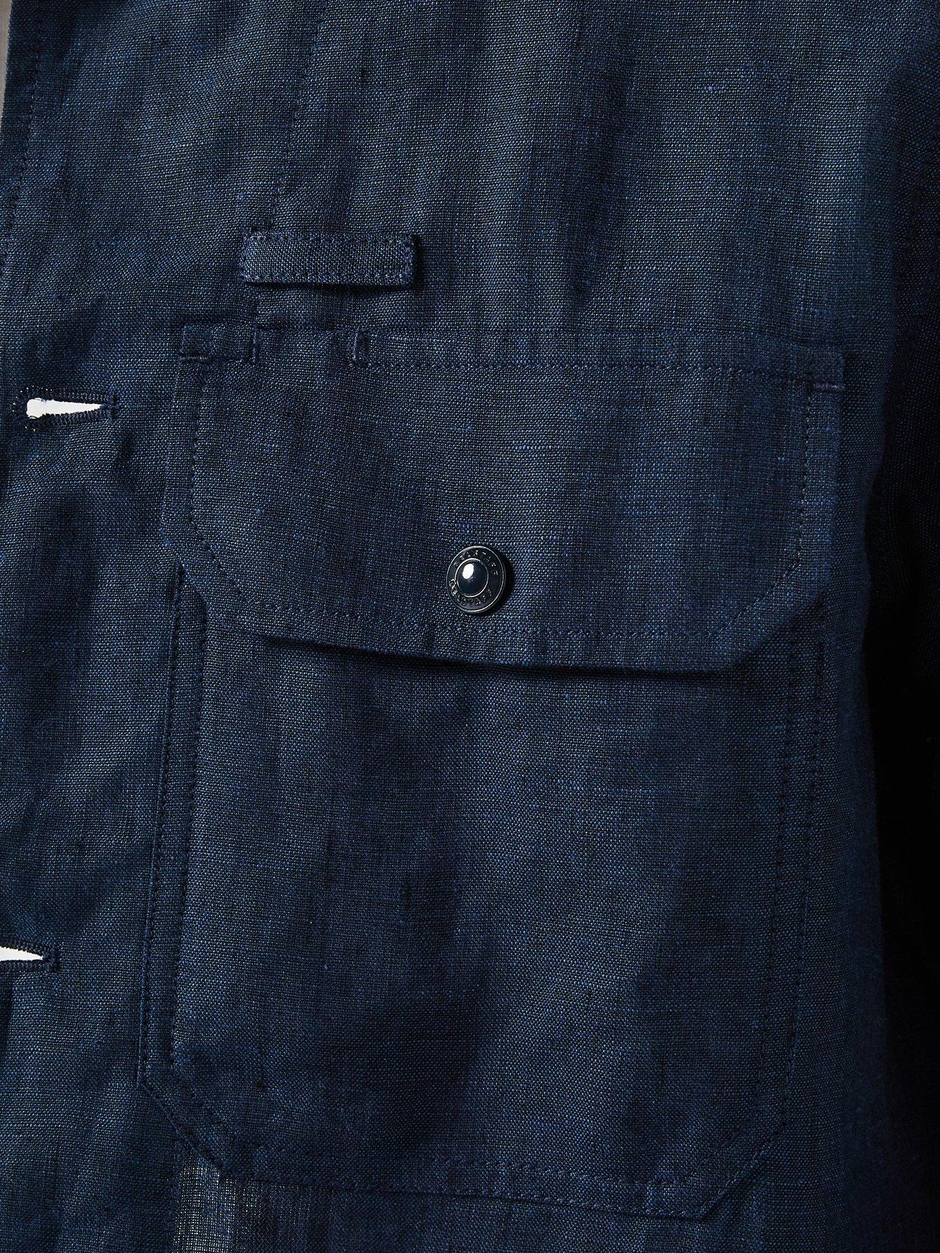  image of belstaff-forge-4-pocket-linen-overshirt-navy