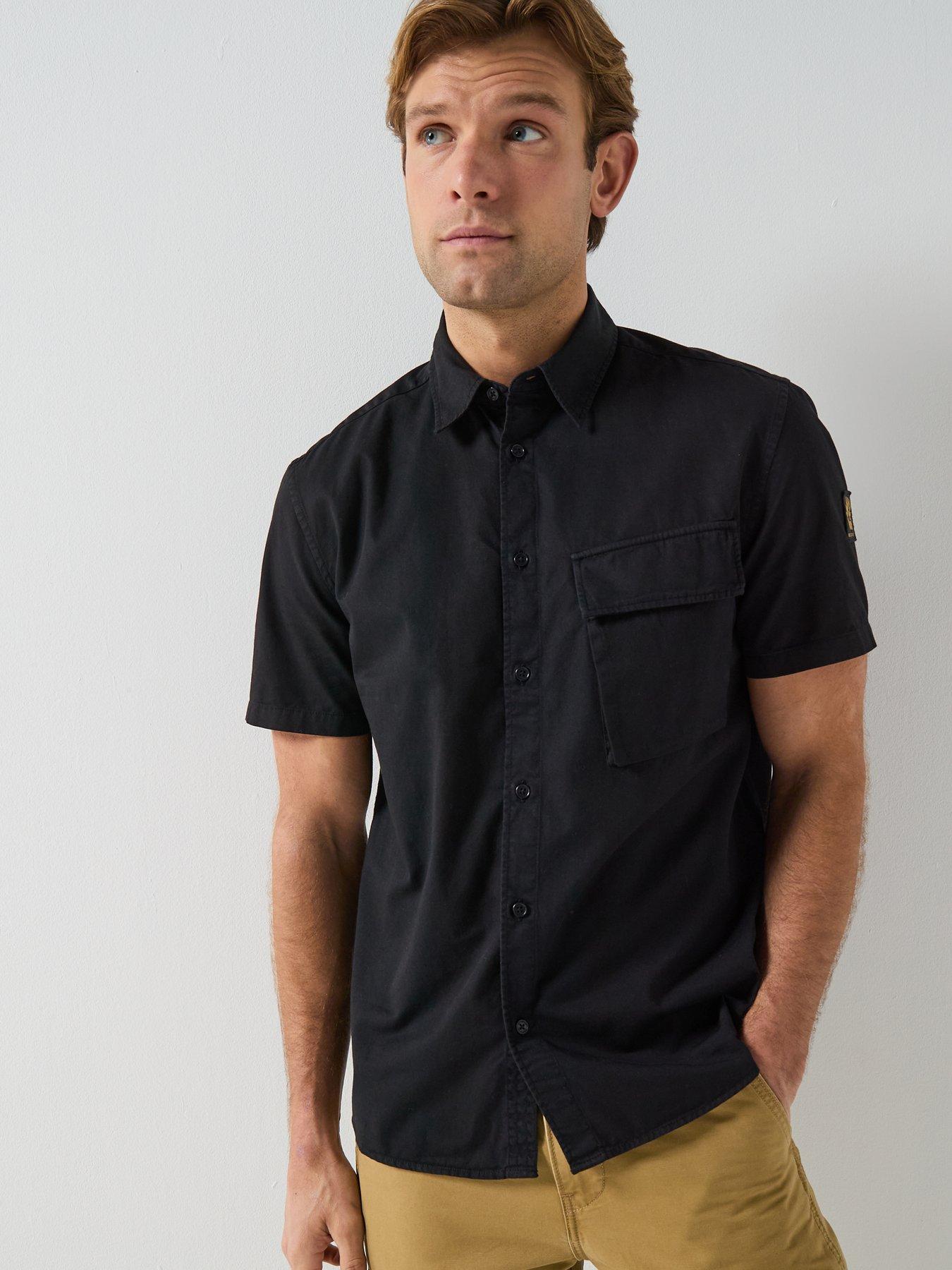 Belstaff Scale Garment Dye Short Sleeve Shirt - Black