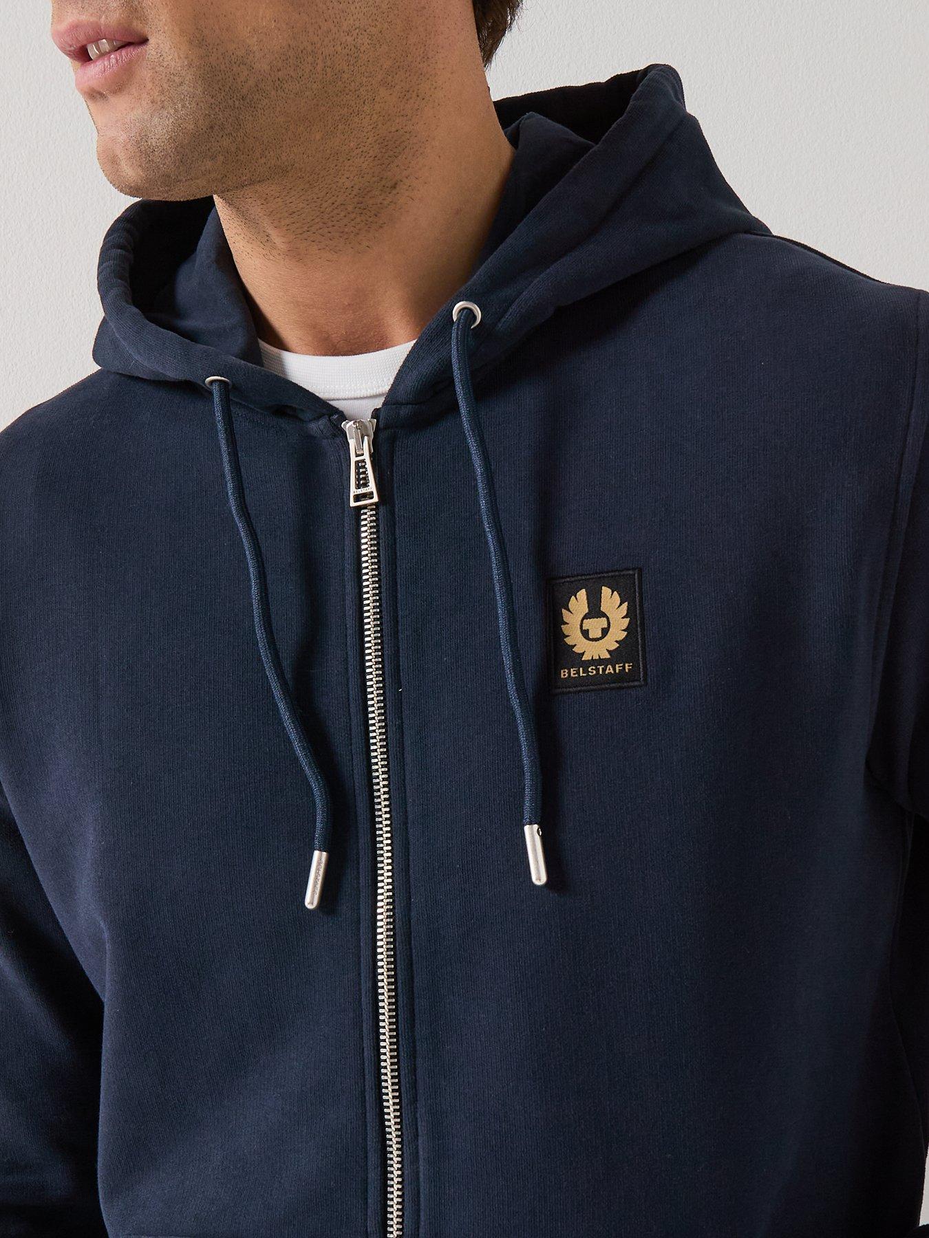 Image 4 of 6 of Belstaff Logo Patch Full Zip Hoodie - Navy