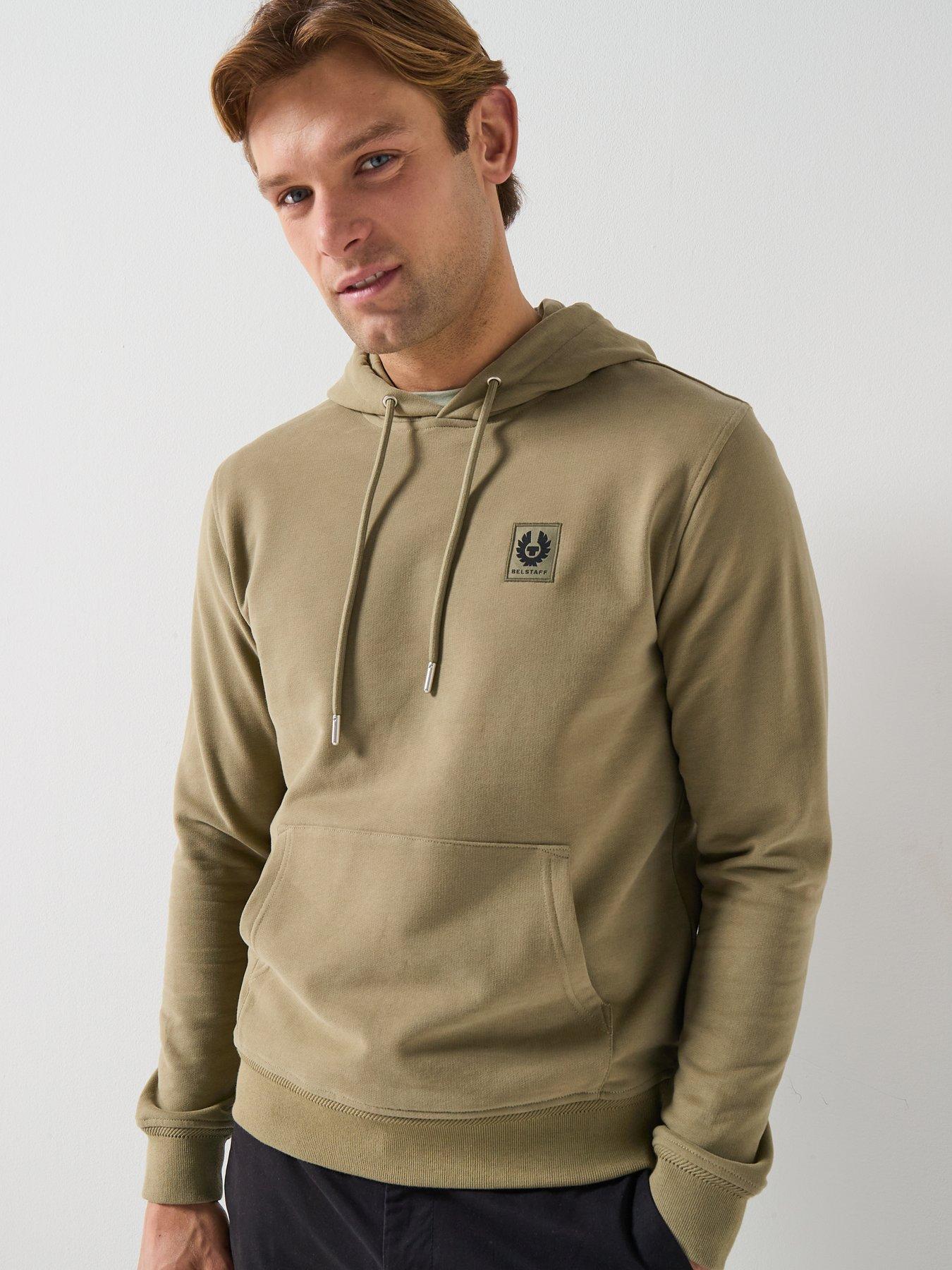 Belstaff Left Chest Patch Logo Regular Fit Hoodie - Light Khaki