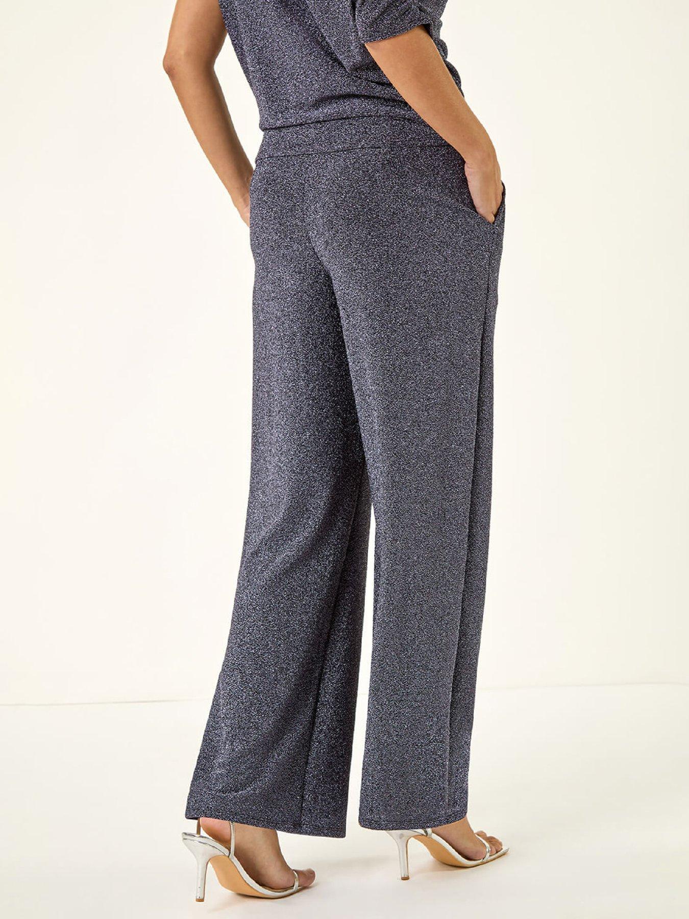  image of roman-dusk-metallic-wide-leg-trousers-navy
