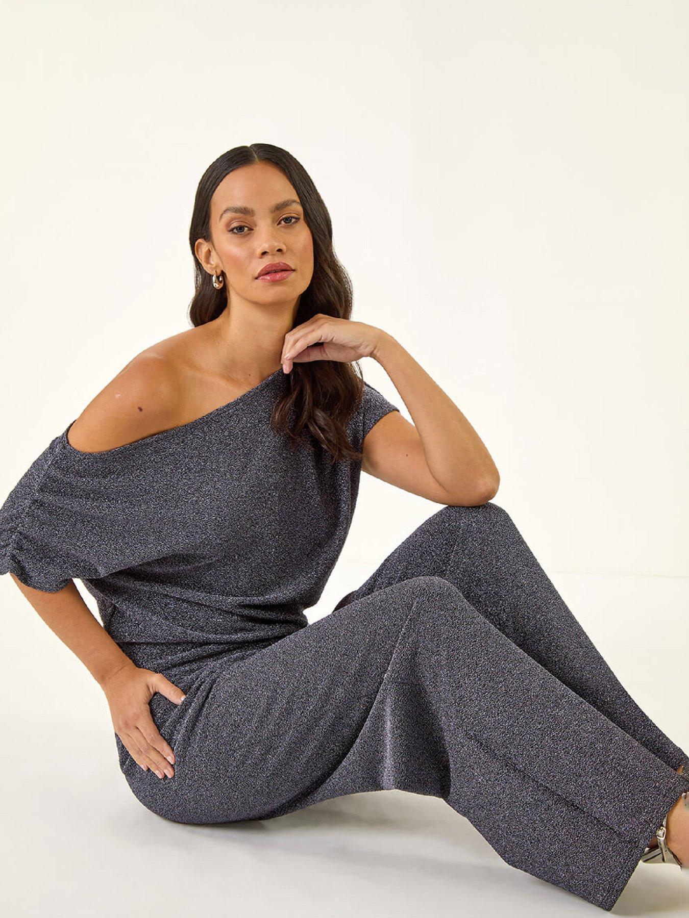  image of roman-dusk-metallic-wide-leg-trousers-navy