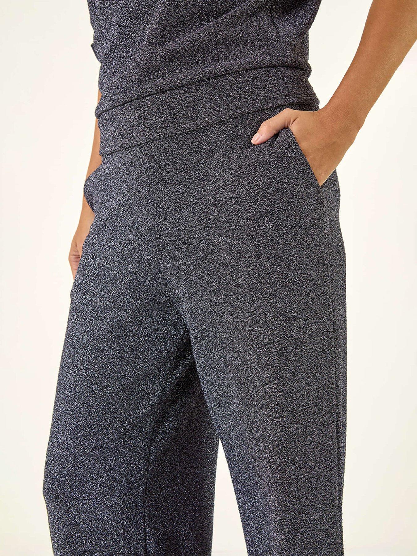  image of roman-dusk-metallic-wide-leg-trousers-navy