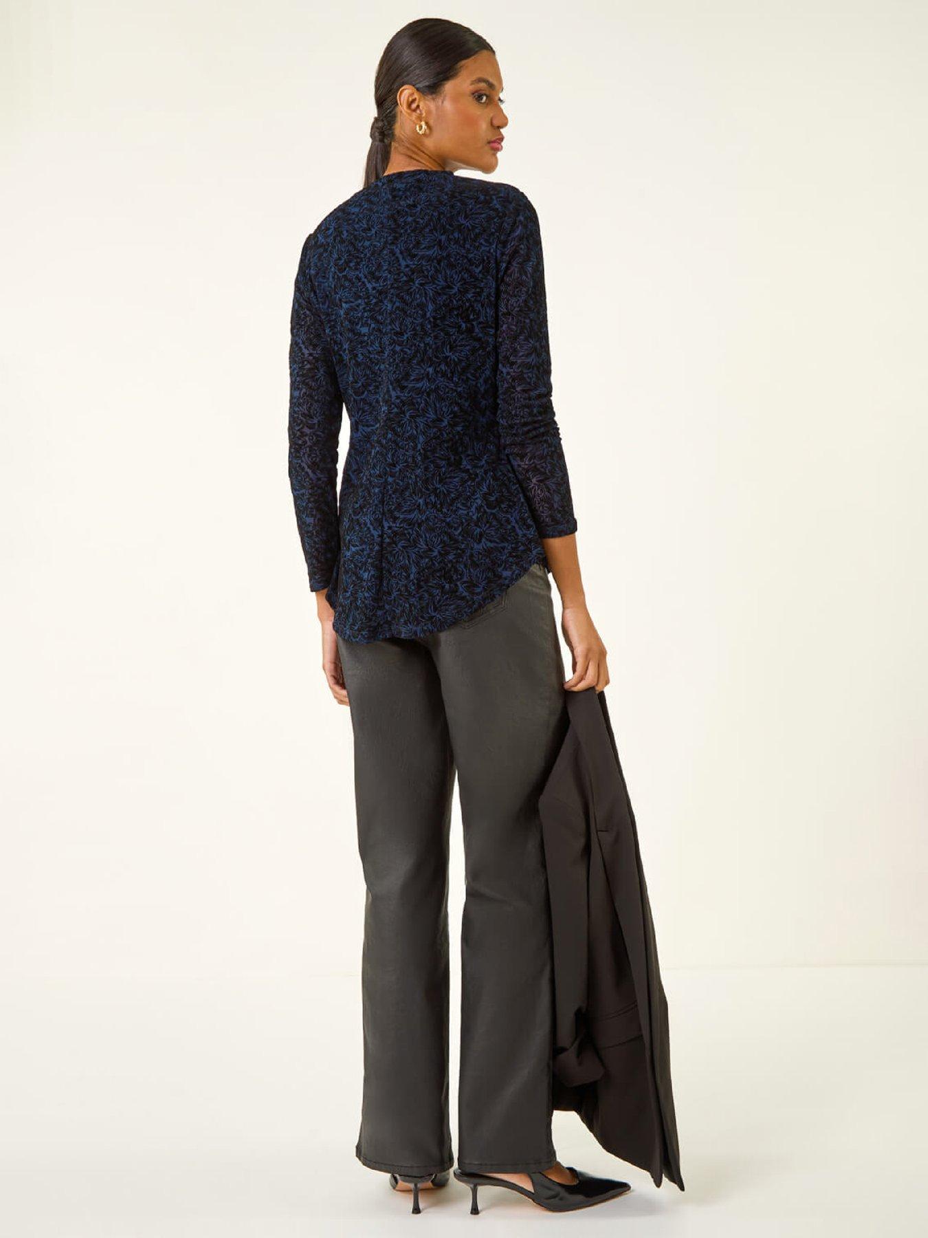  image of roman-flock-mesh-textured-top-navy