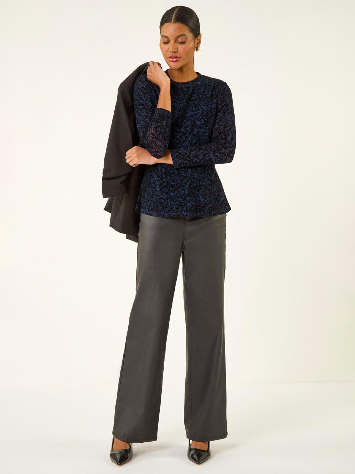  image of roman-flock-mesh-textured-top-navy