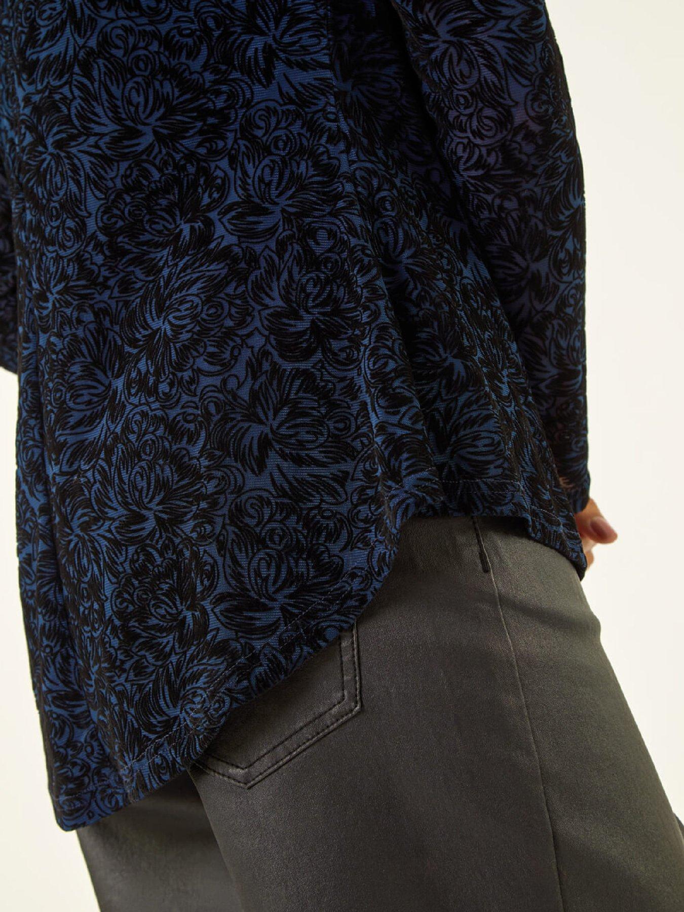  image of roman-flock-mesh-textured-top-navy