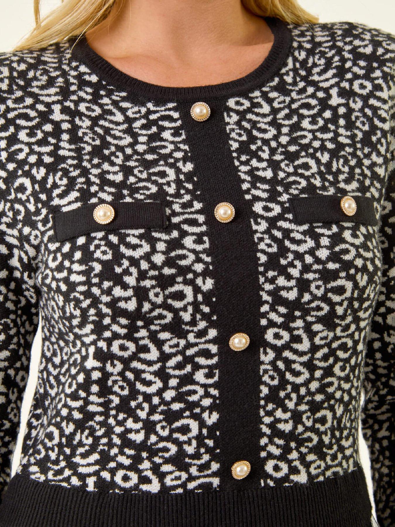  image of roman-petite-animal-knitted-mesh-dress-black