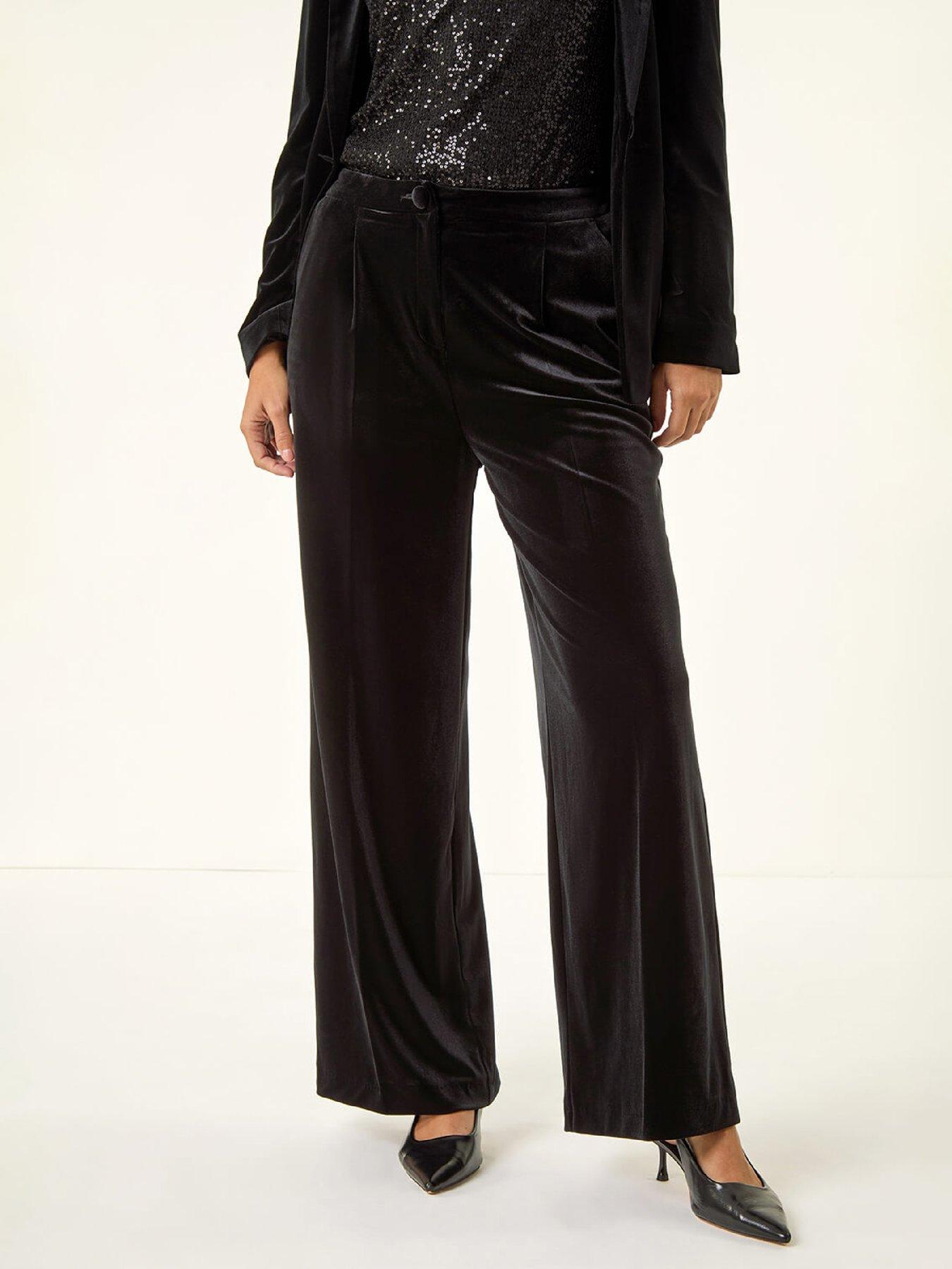 Roman Dusk Velvet Pocket Stretch Trouser - Black