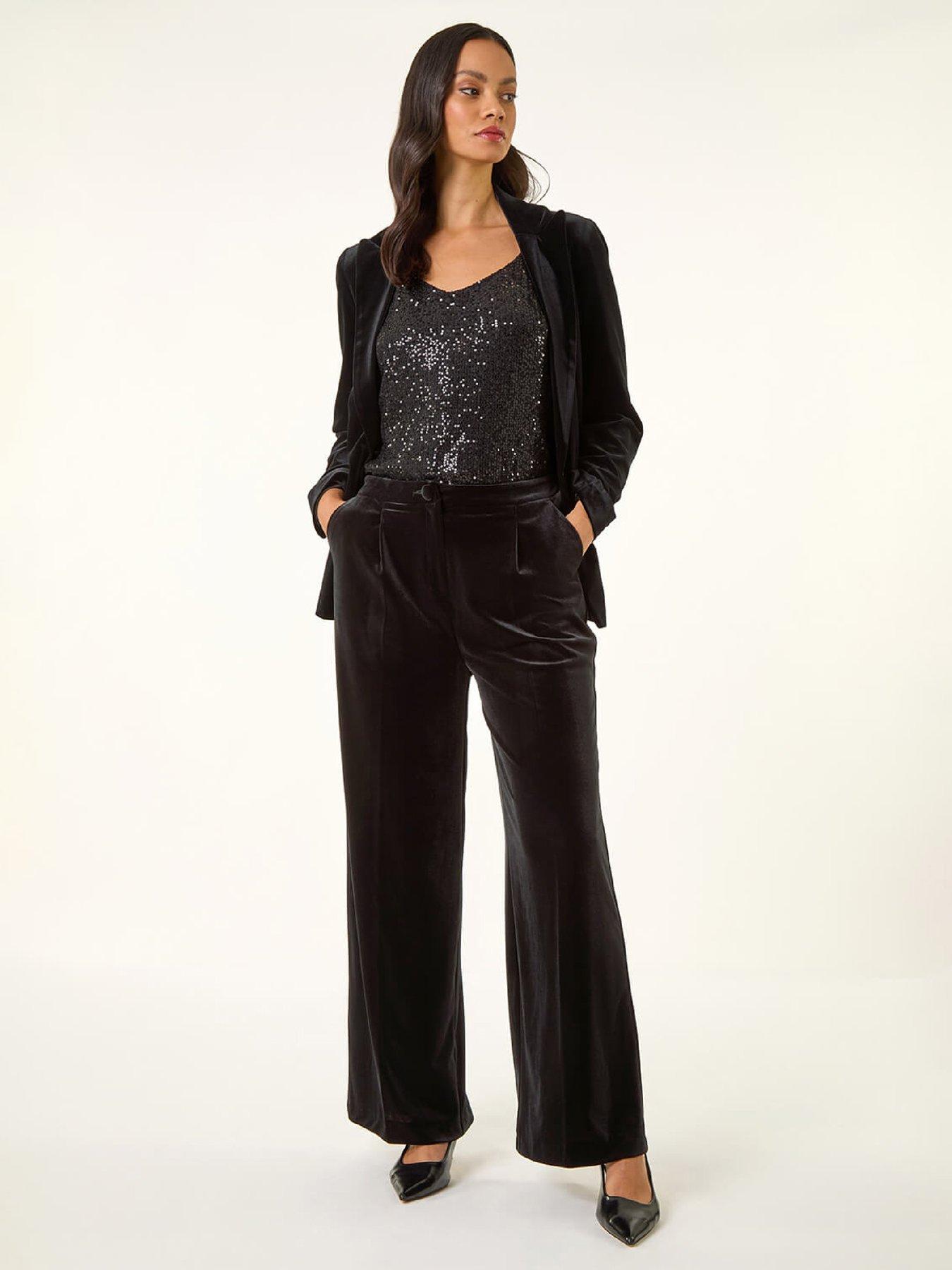  image of roman-dusk-velvet-pocket-stretch-trouser-black