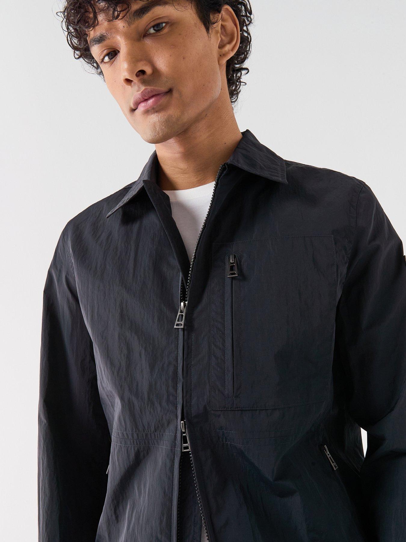  image of belstaff-grid-nylon-overshirt-black