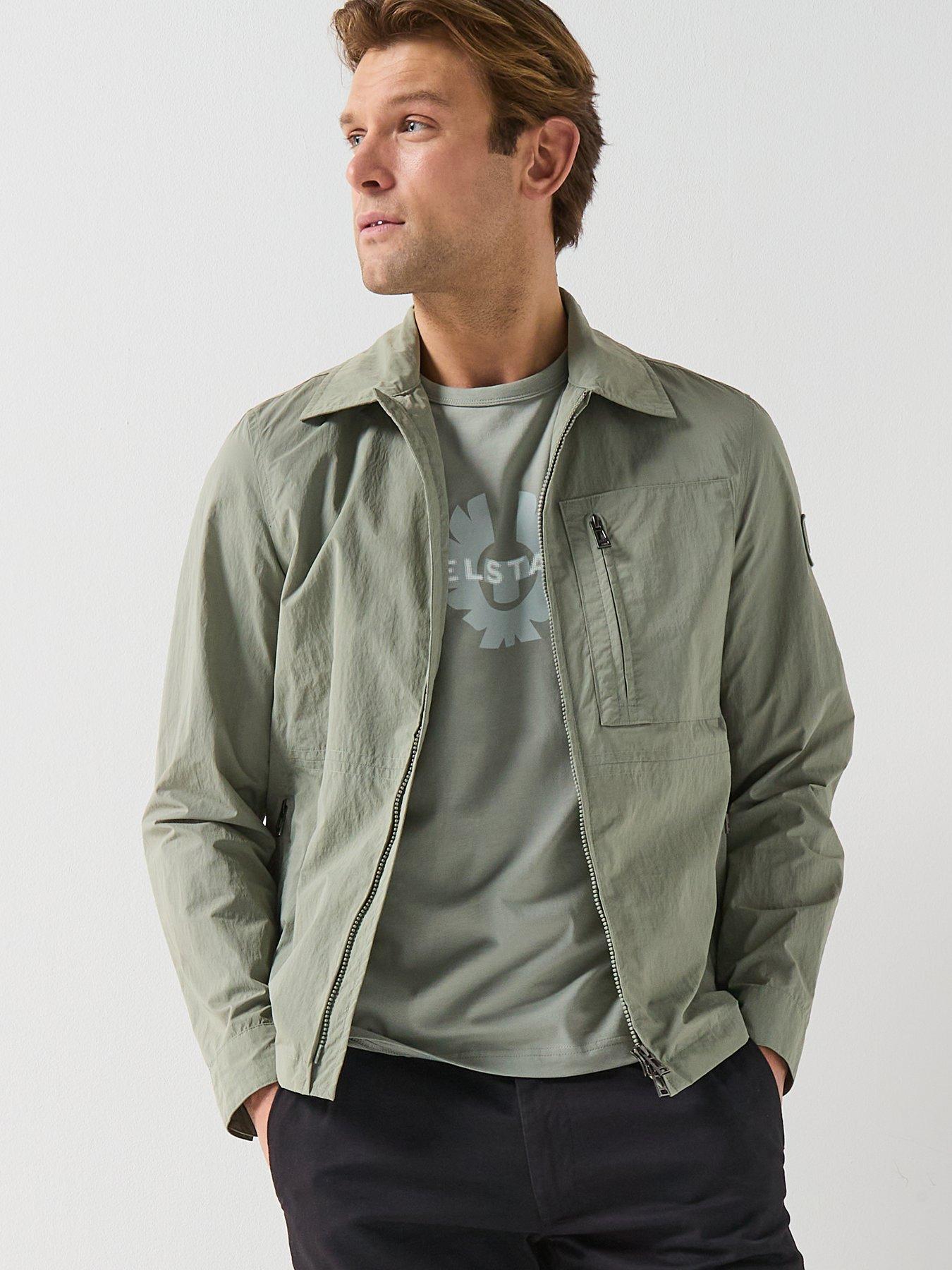 Image 1 of 5 of Belstaff Grid Nylon Overshirt - Light Green