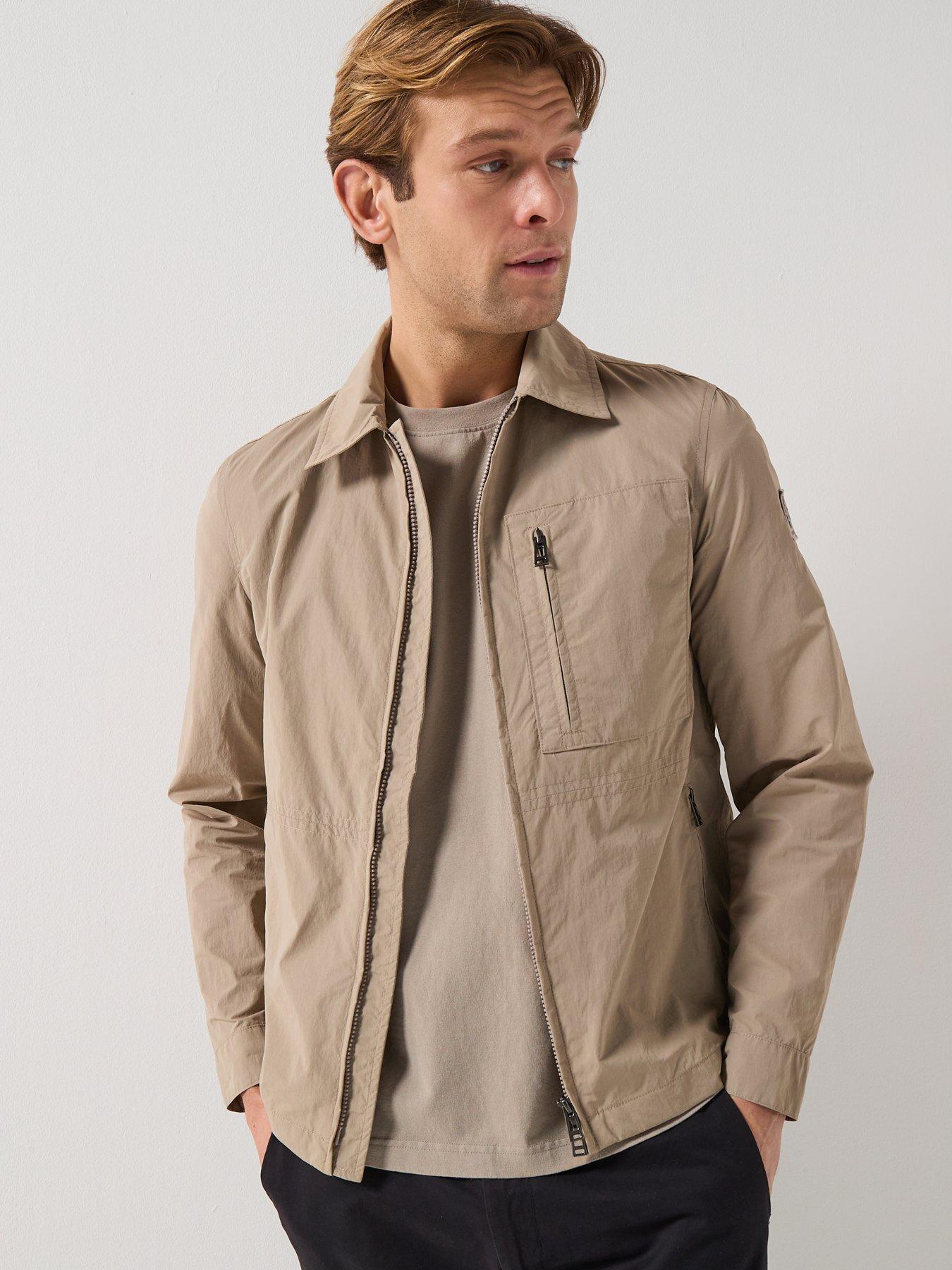  image of belstaff-grid-nylon-overshirt-dark-beige