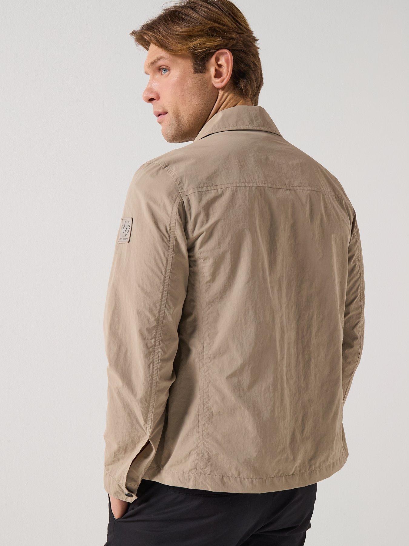  image of belstaff-grid-nylon-overshirt-dark-beige