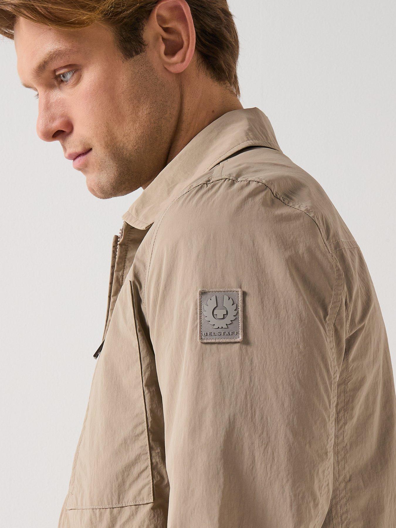  image of belstaff-grid-nylon-overshirt-dark-beige