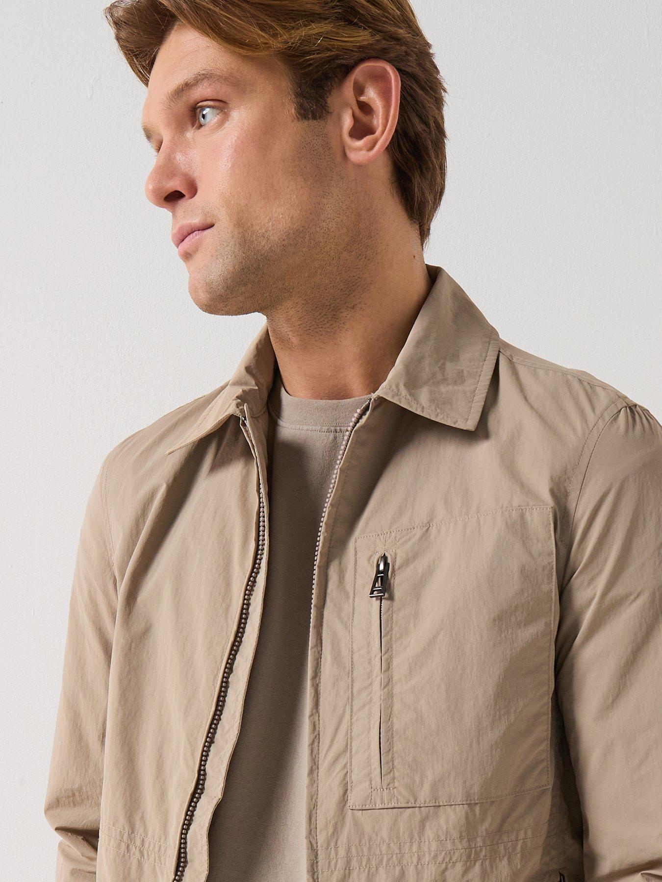  image of belstaff-grid-nylon-overshirt-dark-beige