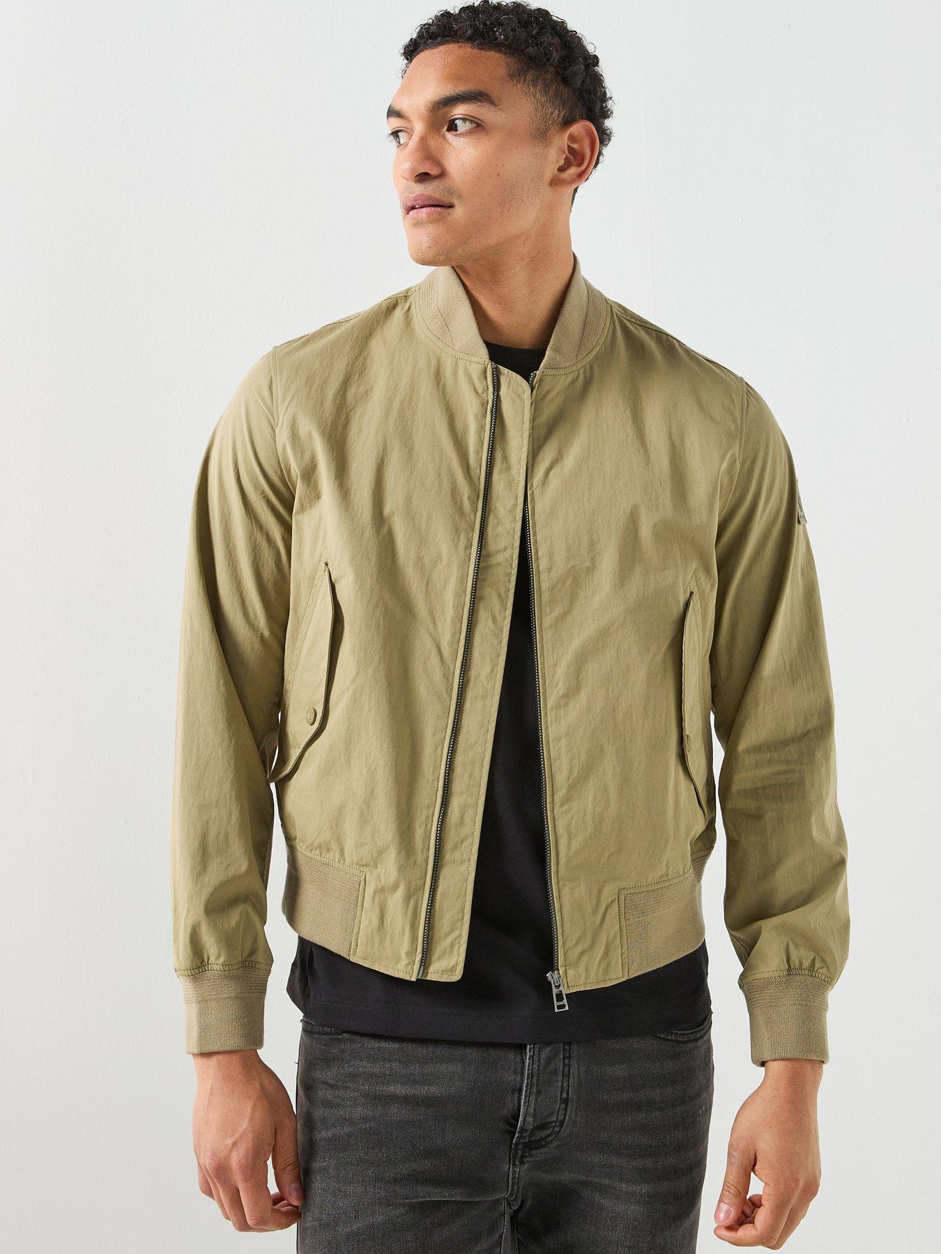  image of belstaff-carrier-nylon-bomber-jacket-light-khaki