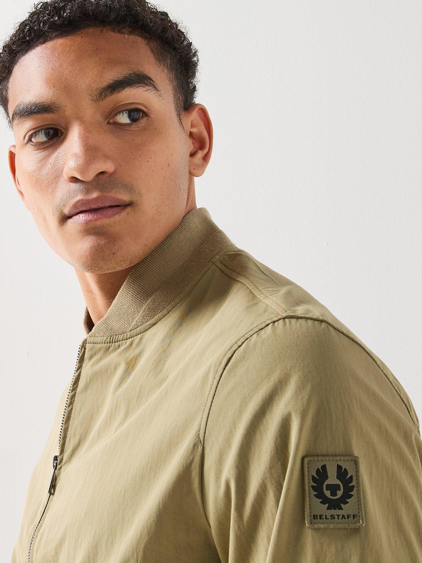  image of belstaff-carrier-nylon-bomber-jacket-light-khaki