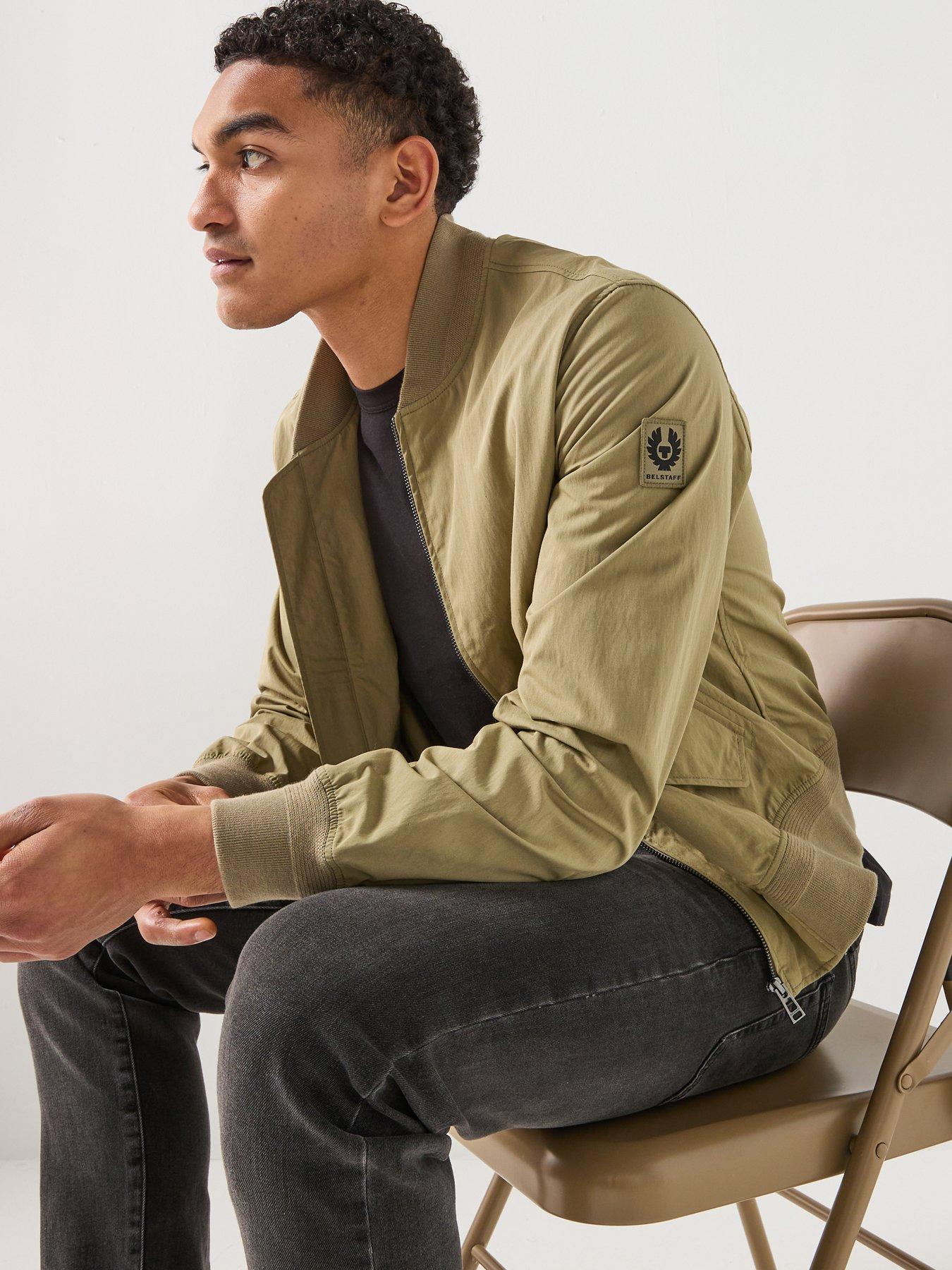  image of belstaff-carrier-nylon-bomber-jacket-light-khaki