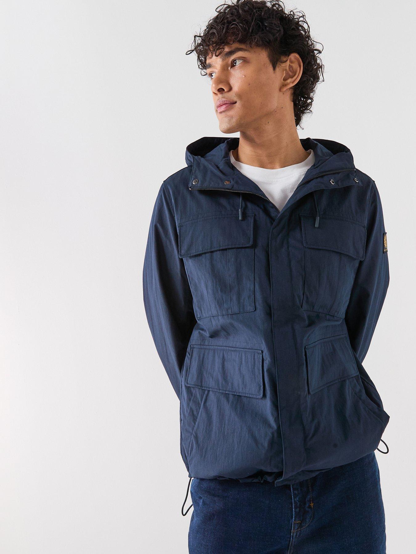 Belstaff Cargo 4 Pocket Hooded Cotton Jacket - Navy