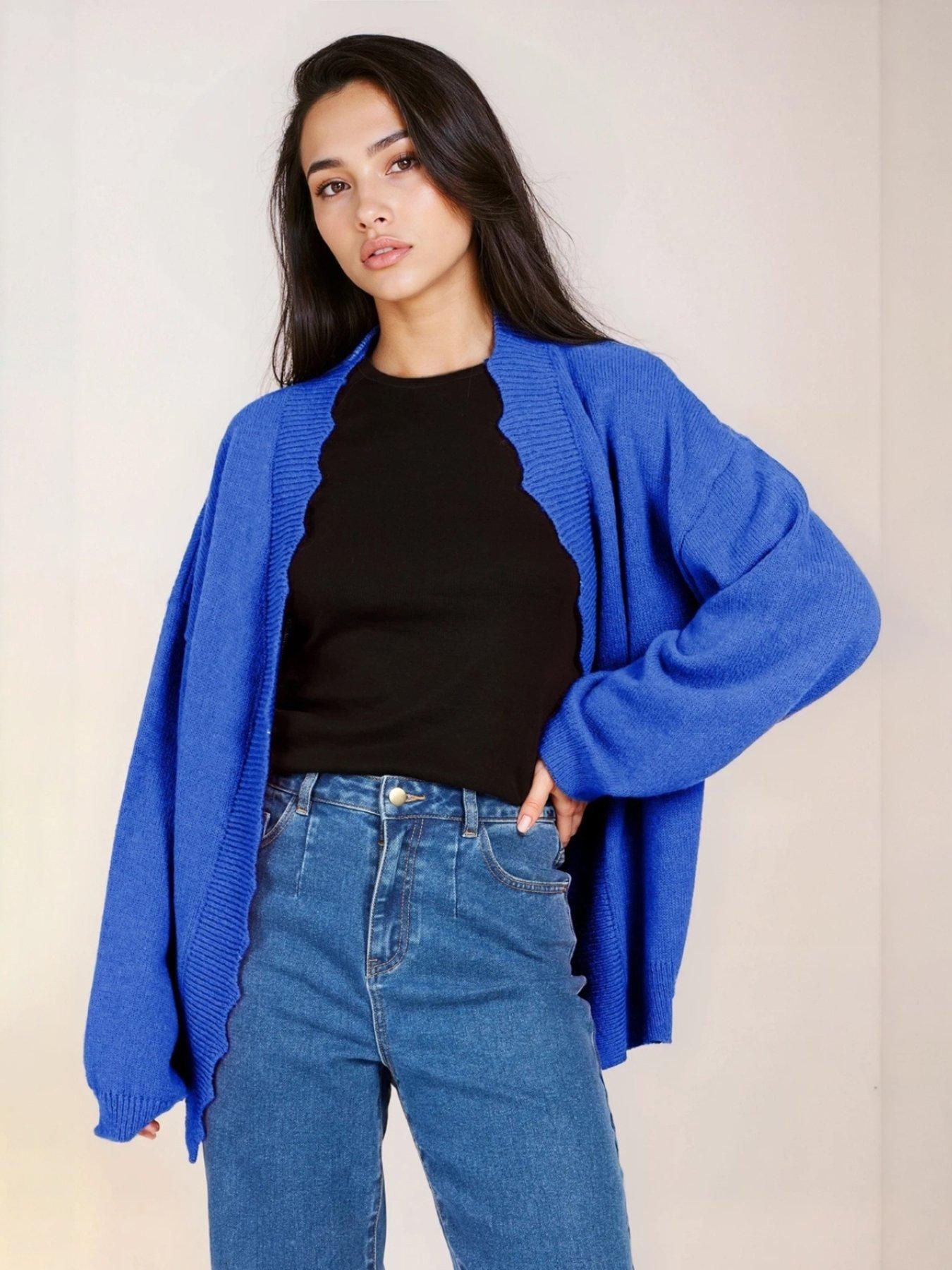 Little Mistress Knit Scallop Cardigan - Blue