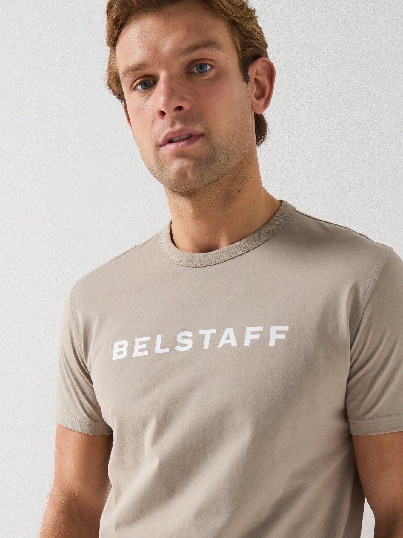  image of belstaff-linear-logo-t-shirt-dark-beige