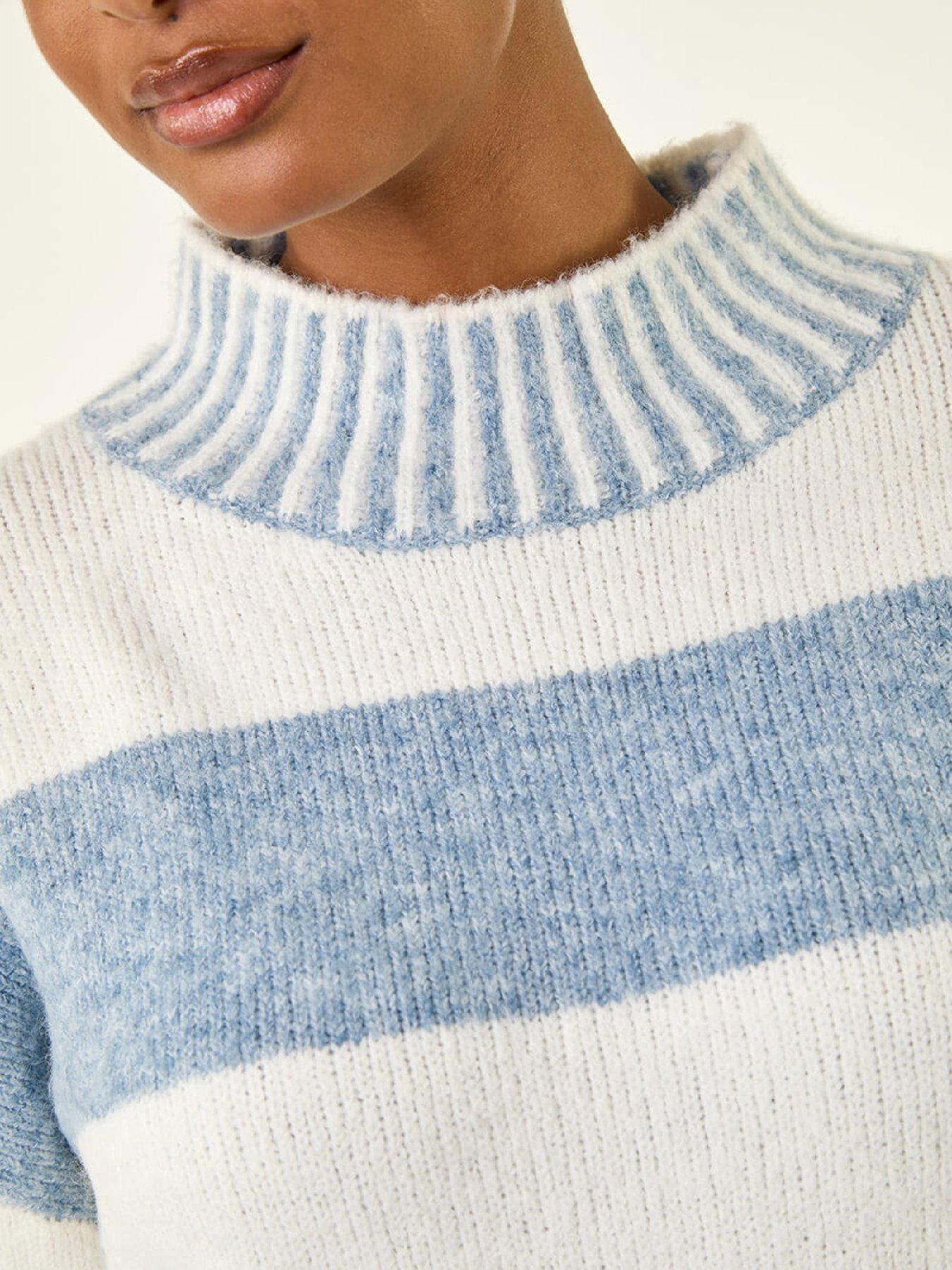 image of roman-stripe-knitted-jumper-ivory