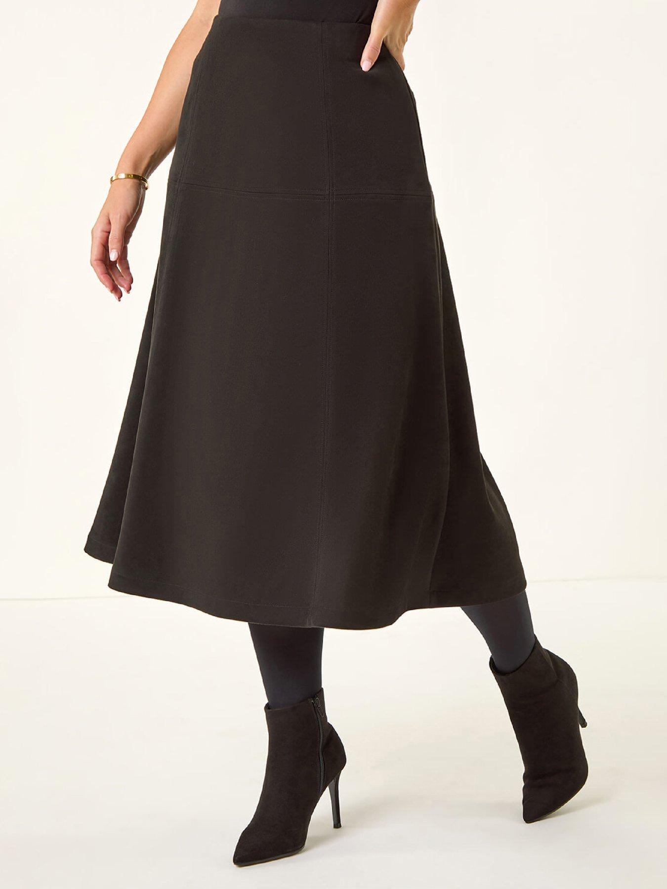 Roman Petite Suede A-line Skirt - Black
