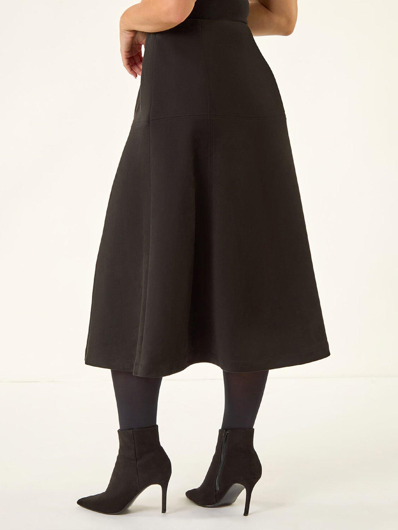  image of roman-petite-suede-a-line-skirt-black
