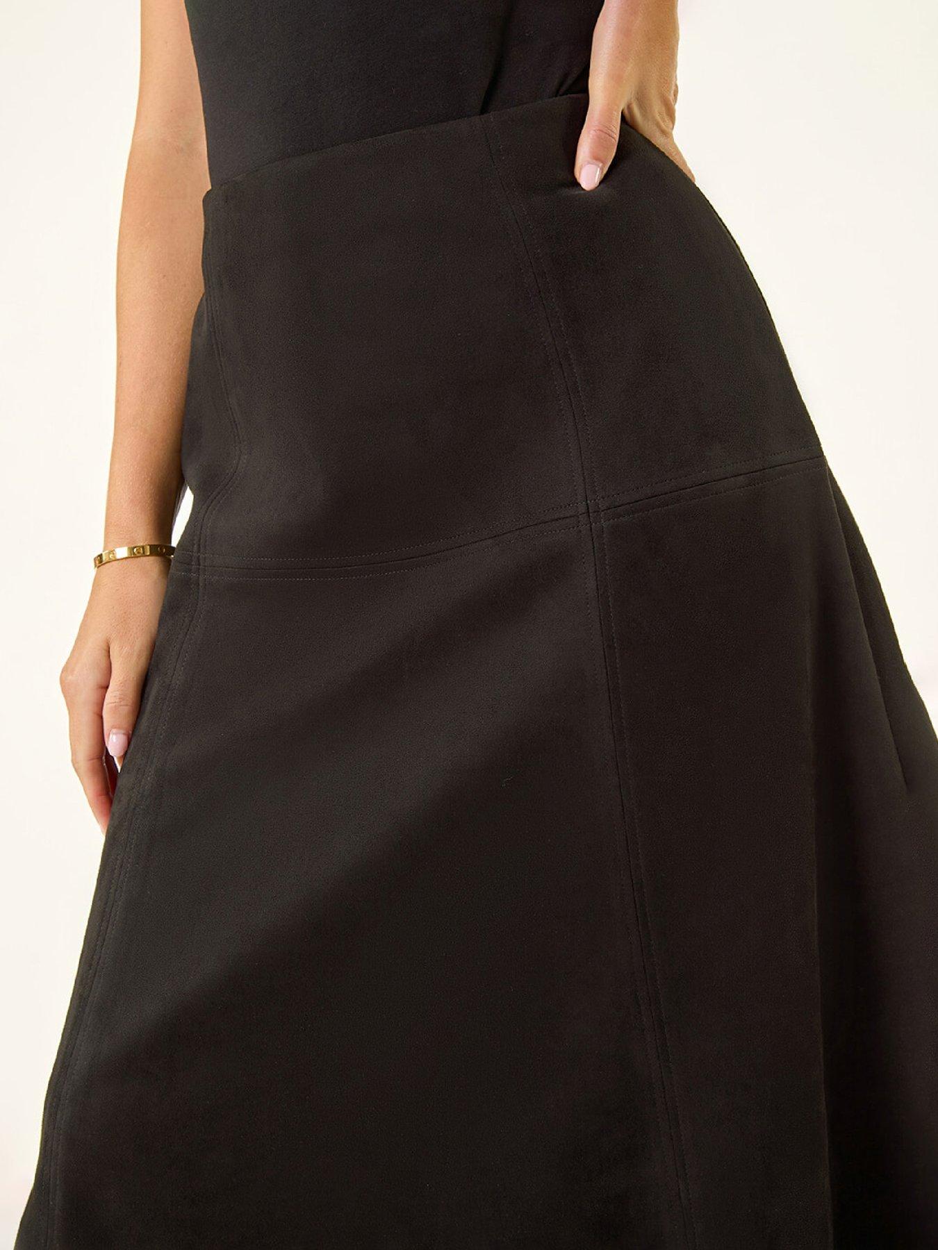  image of roman-petite-suede-a-line-skirt-black
