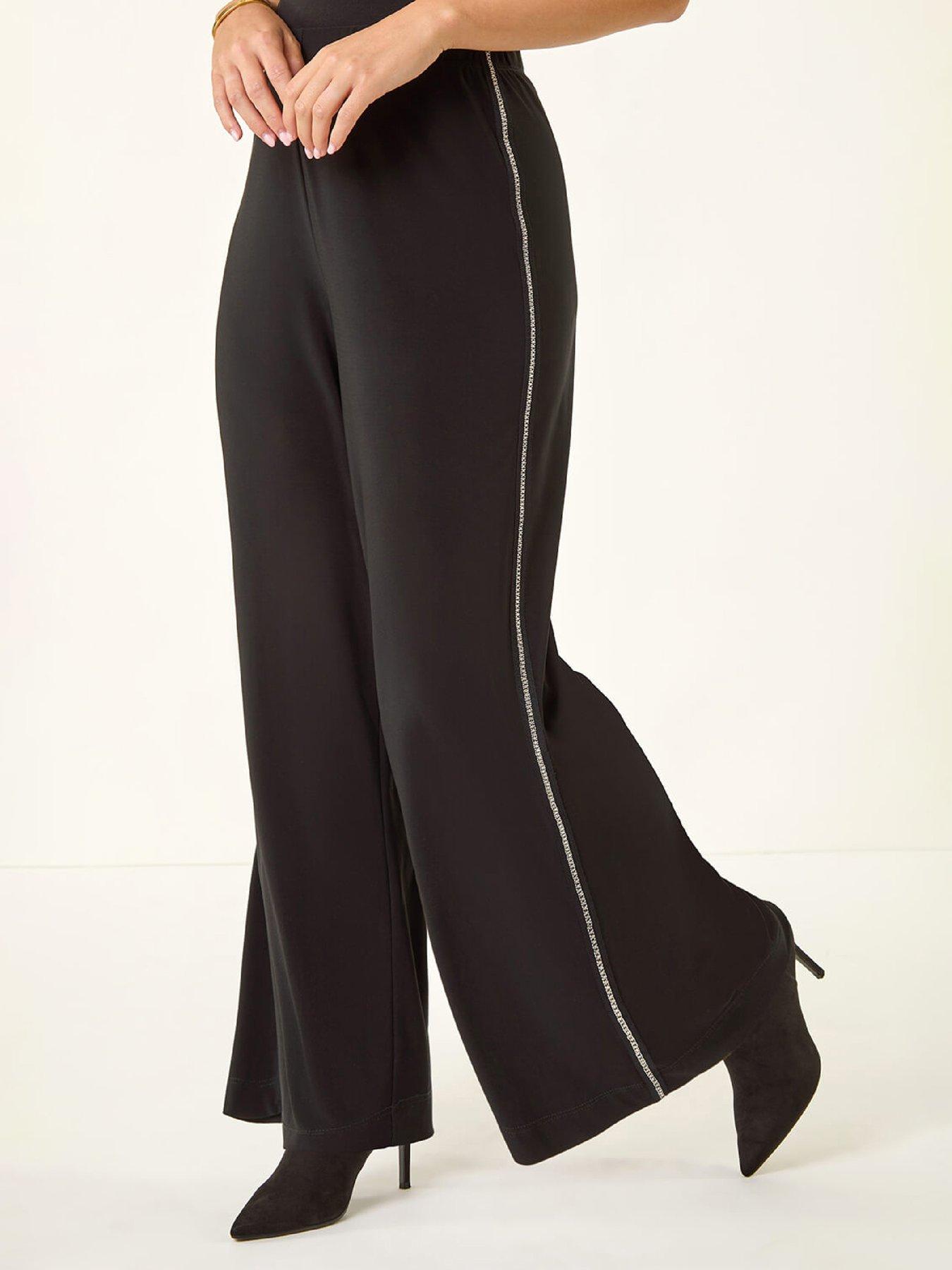 Roman Petite Side Trim Wide Leg Trouser - Black