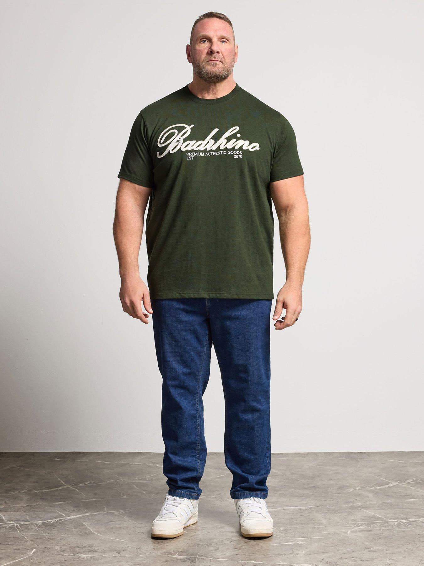  image of badrhino-embroidered-script-t-shirt-green