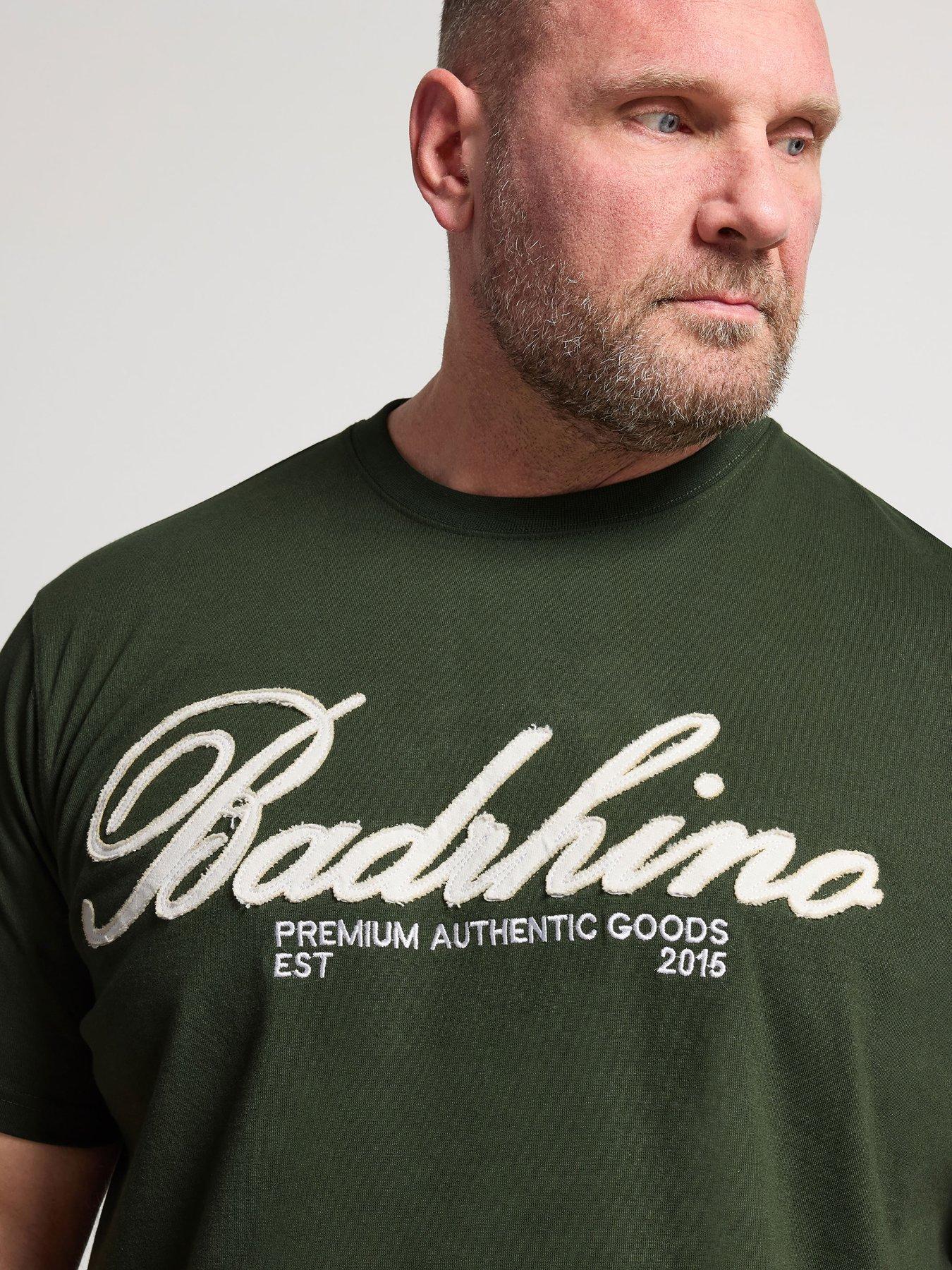  image of badrhino-embroidered-script-t-shirt-green