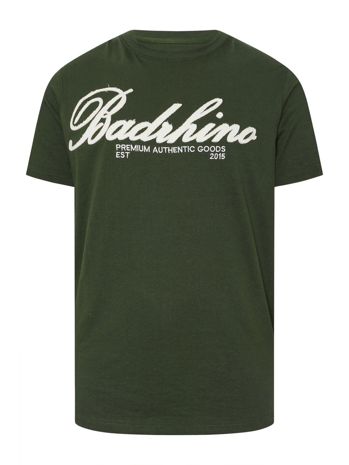  image of badrhino-embroidered-script-t-shirt-green