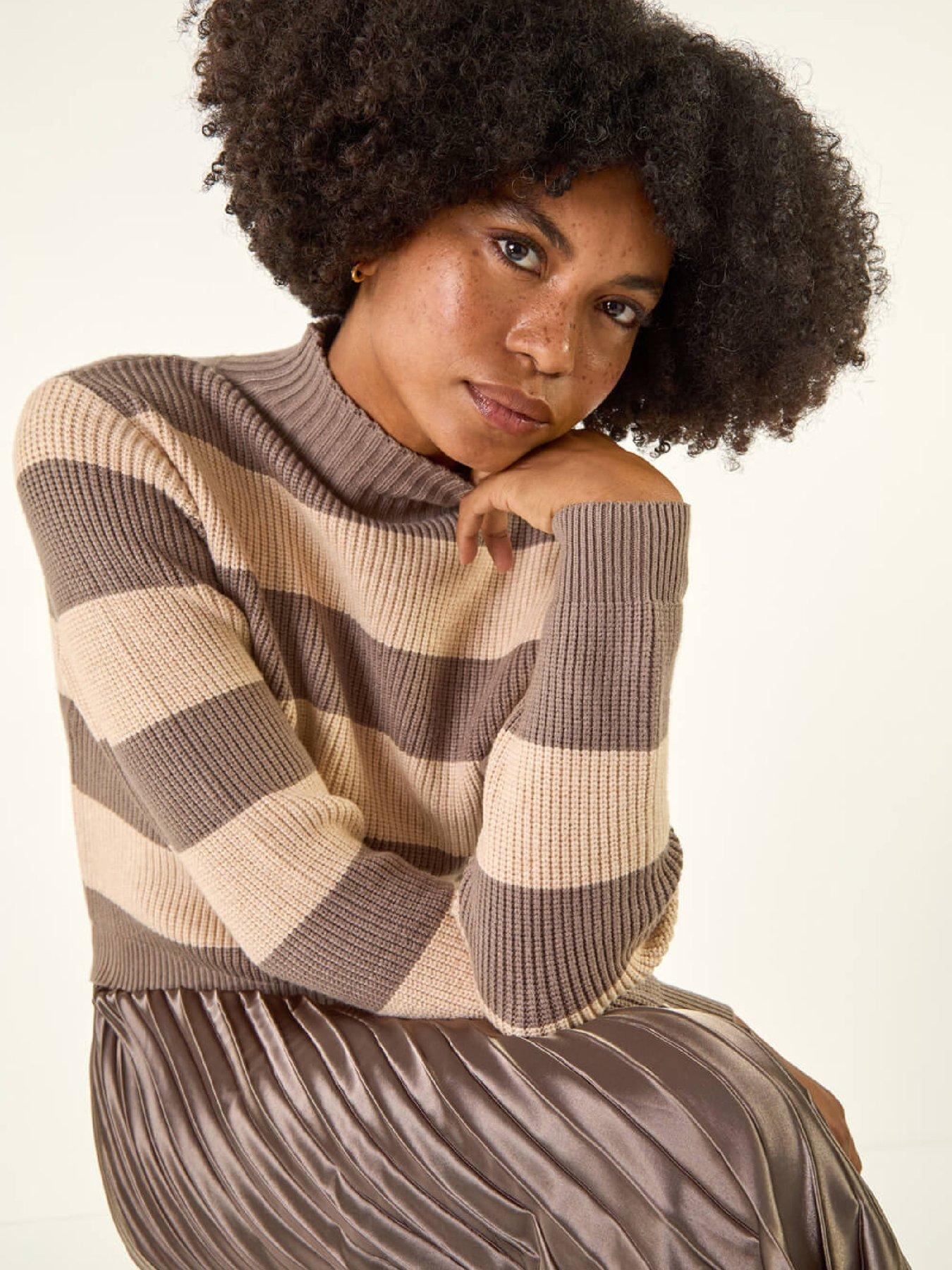  image of roman-stripe-knit-bodice-pleated-skirt-dress-tan