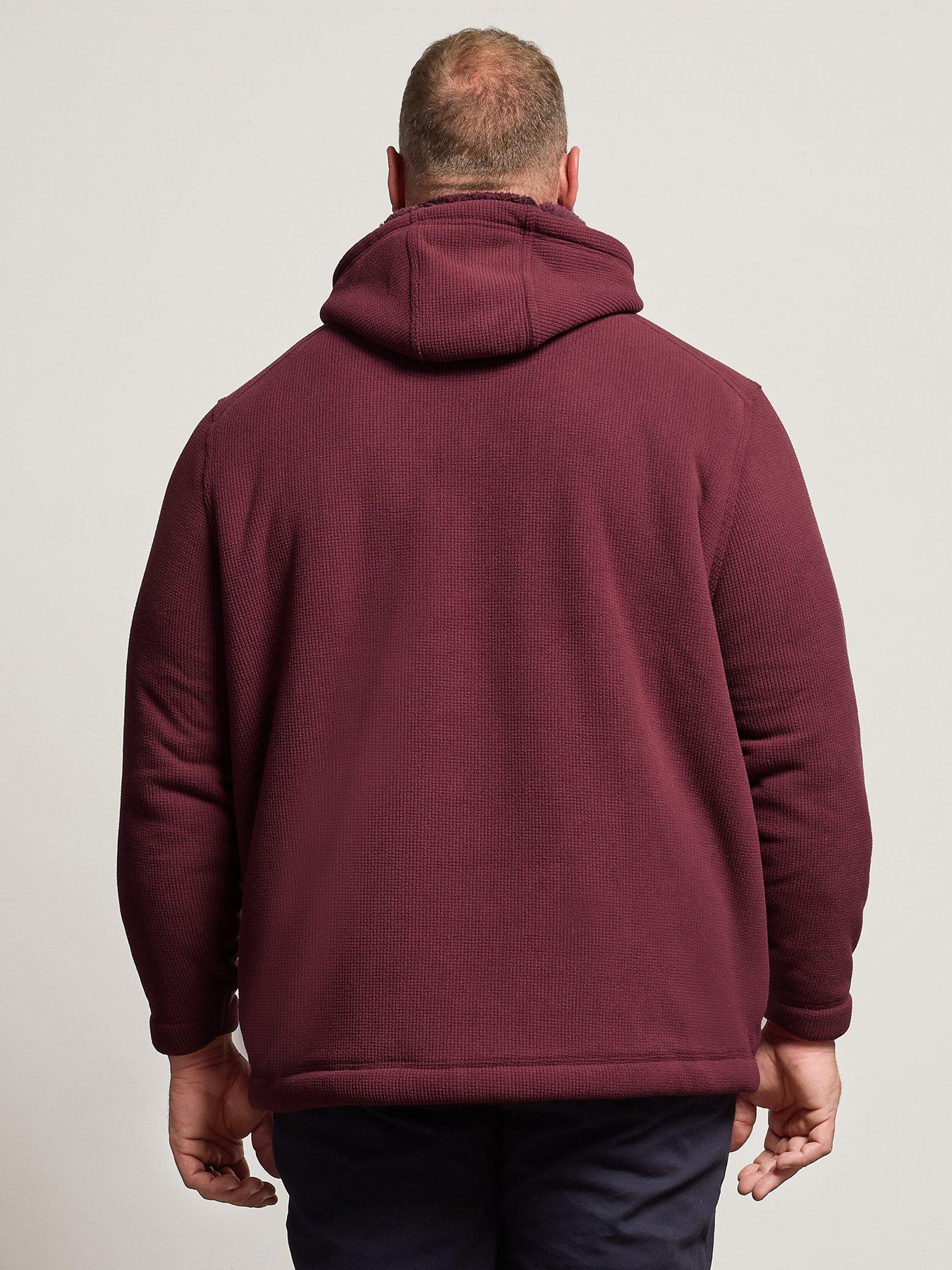  image of badrhino-button-neck-borg-hoodie-red