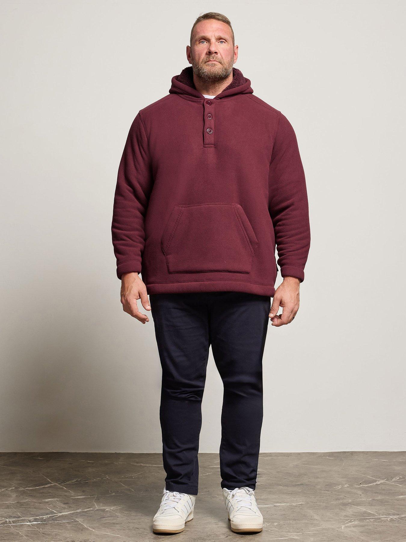  image of badrhino-button-neck-borg-hoodie-red